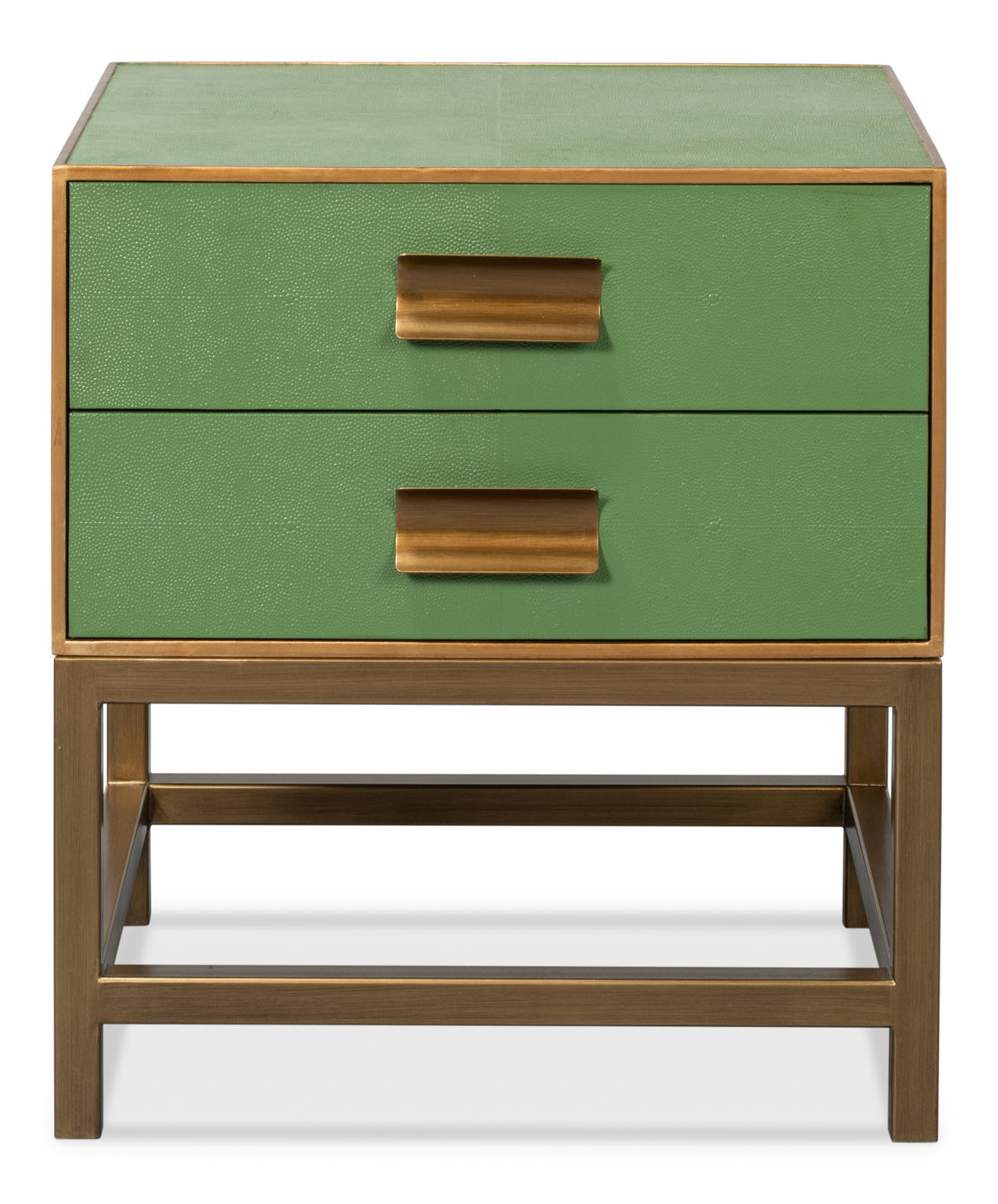Gideon Shagreen Side Table  Watercress, by Sarreid, 1'6" length x 1'10" width x 2' height View 2