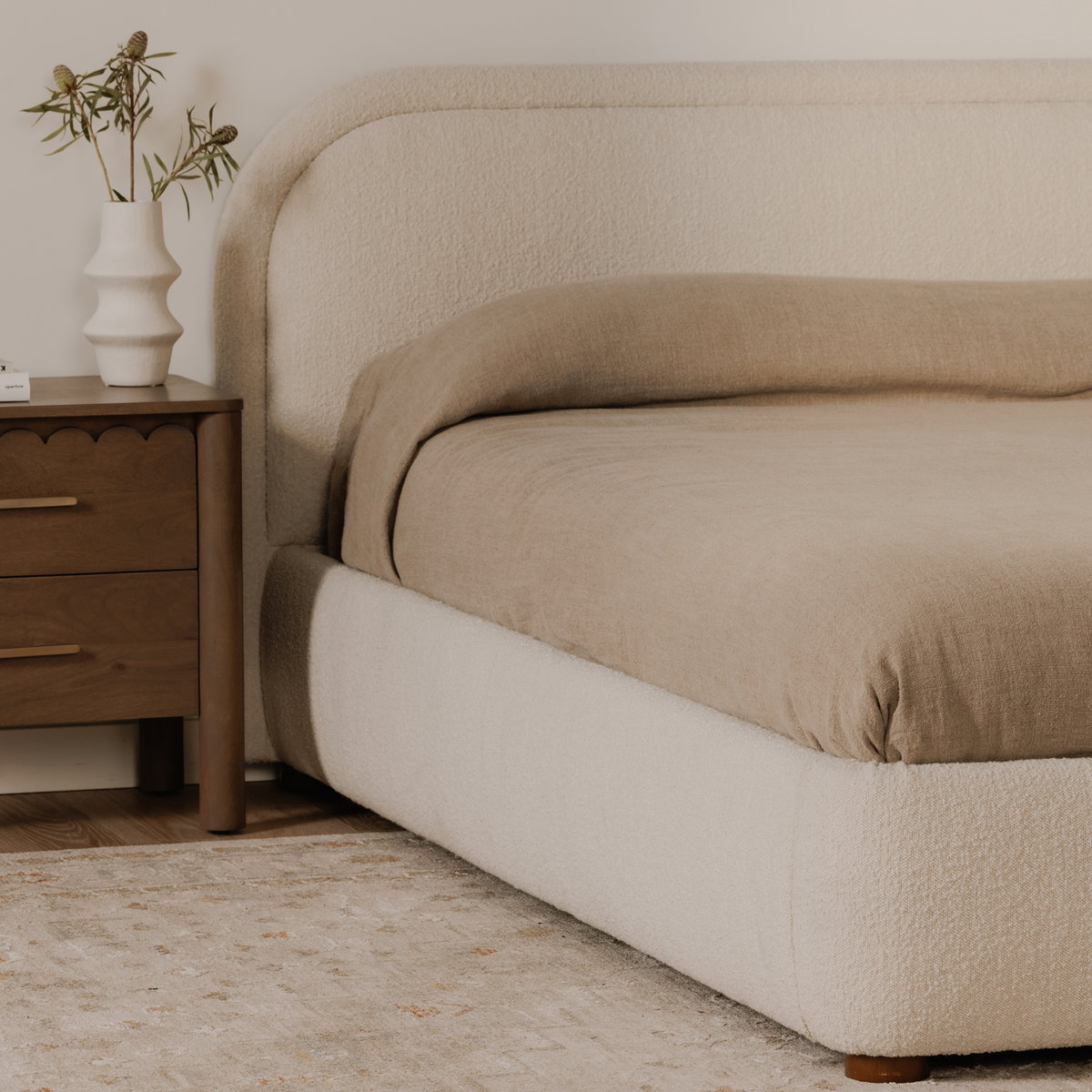 Colin King Bed Oatmeal, by Moe's Home, 85.5" width x 40" height x 86" depth View 11