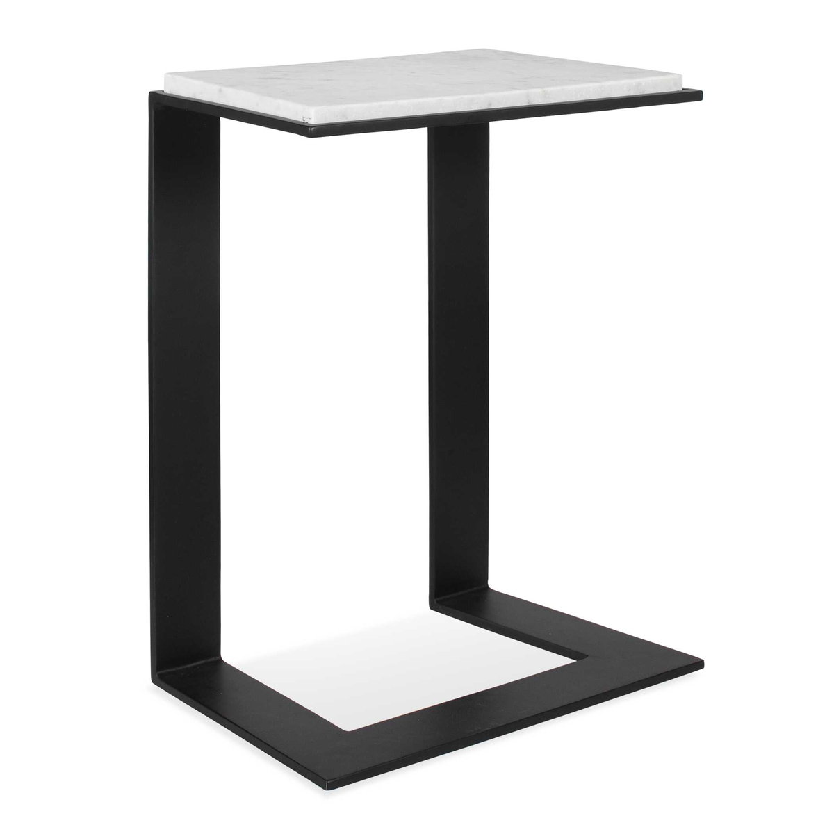 Kenora White Marble Accent Table, Side & End Table by Uttermost, 18" width x 22.5" height x 11.75" depth View 1