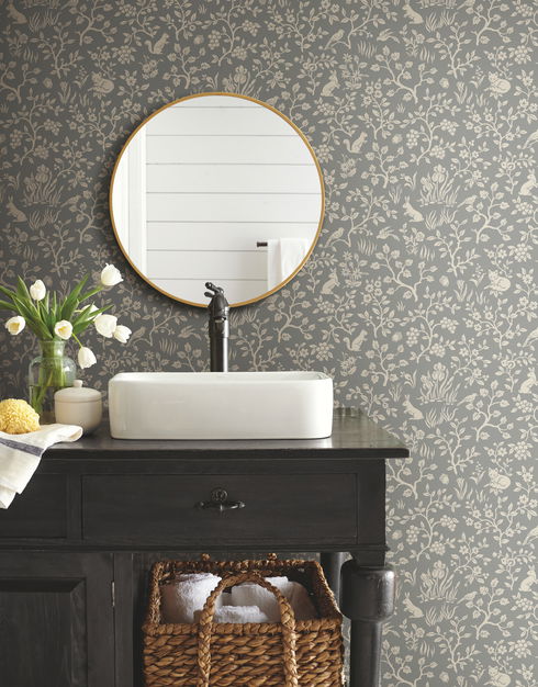 Fox & Hare Grey Wallpaper