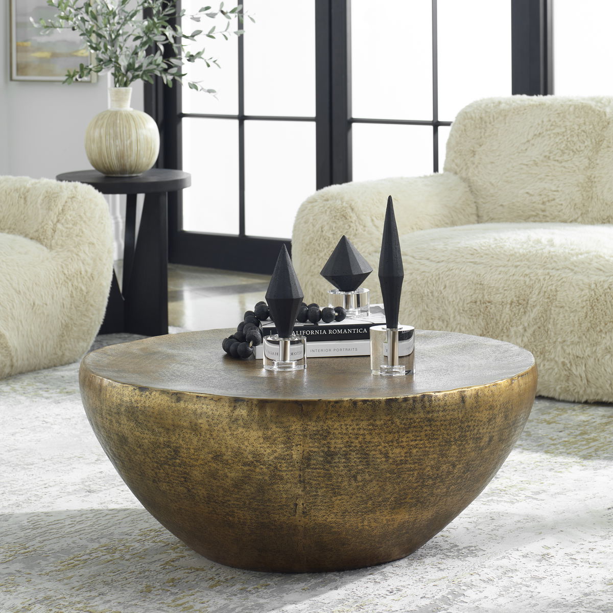 Gilded Dome Gold Coffee Table, by Uttermost, 36" width x 15" height x 36" depth View 2
