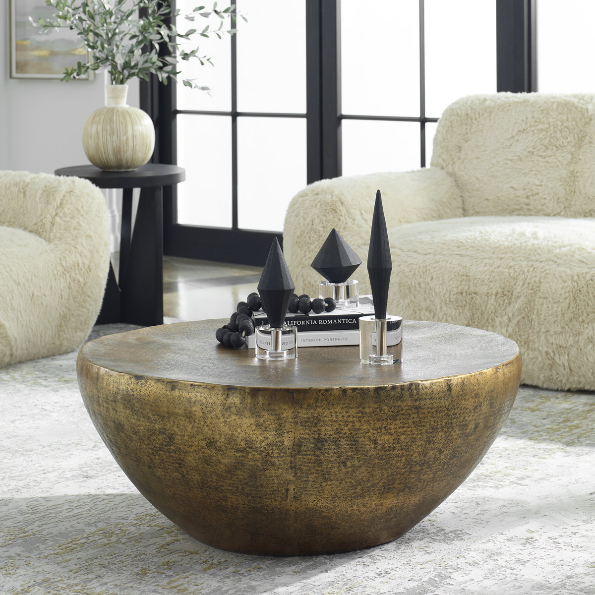 Gilded Dome Gold Coffee Table, by Uttermost, 36" width x 15" height x 36" depth View 2