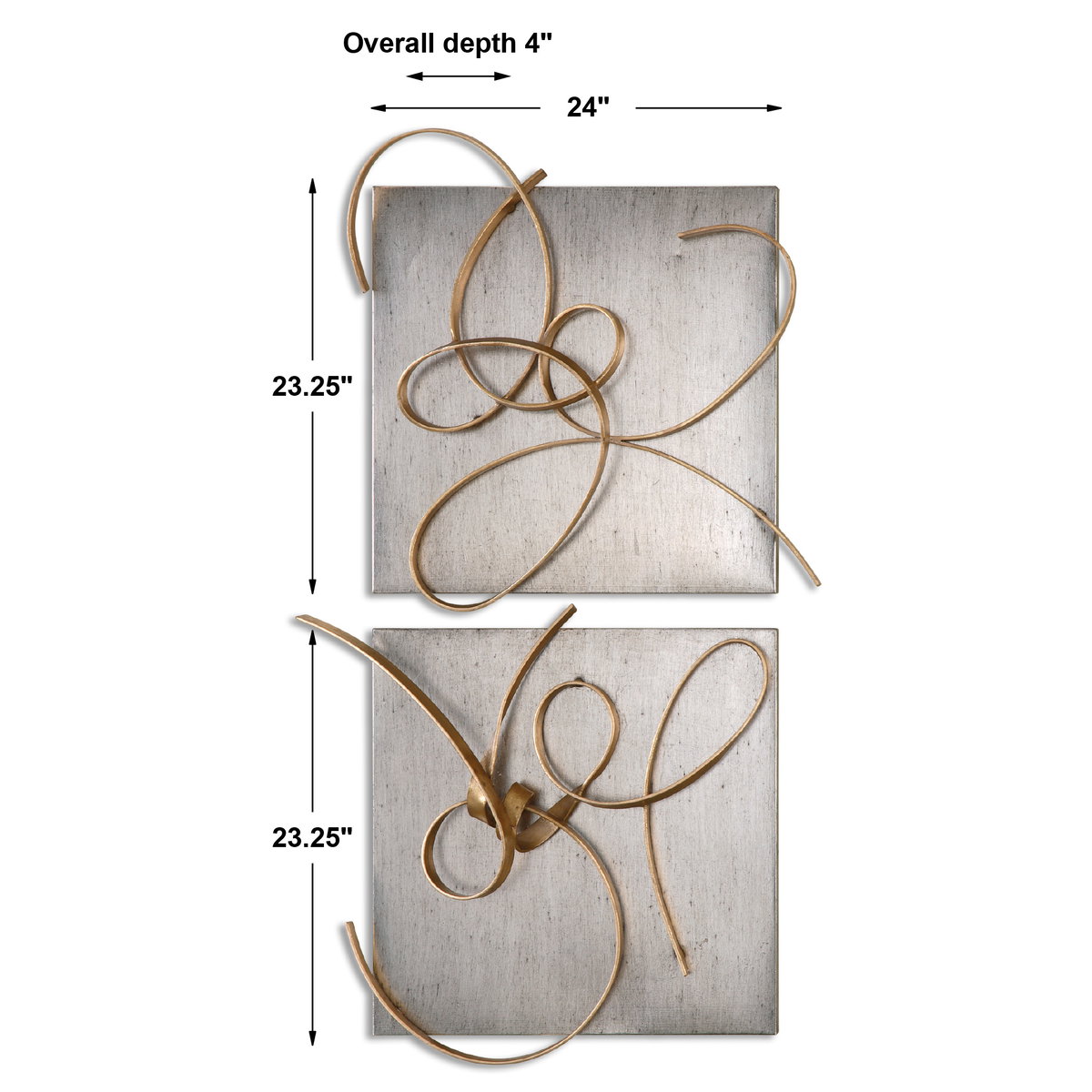 Harmony Metal Wall Art Set/2, Sculptural Wall Art by Uttermost, 24" width x 23.25" height x 4" depth View 3