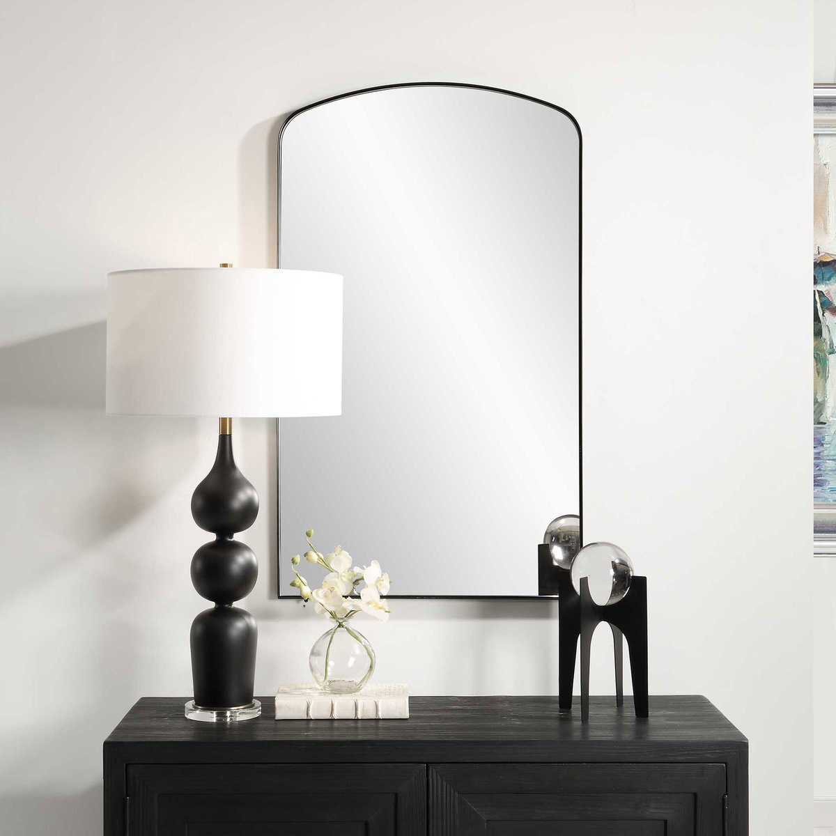 Tordera Black Arch Mirror, by Uttermost, 2' width x 3'4" height x 1" depth View 5