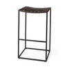Clarissa 18.0L x 16.0W x 30.25H Dark Brown Woven Leather Seat with Black Metal Frame Bar Stool, Counter & Bar Stool by Mercana, 18" length x 16" width x 30" height thumbnail 1