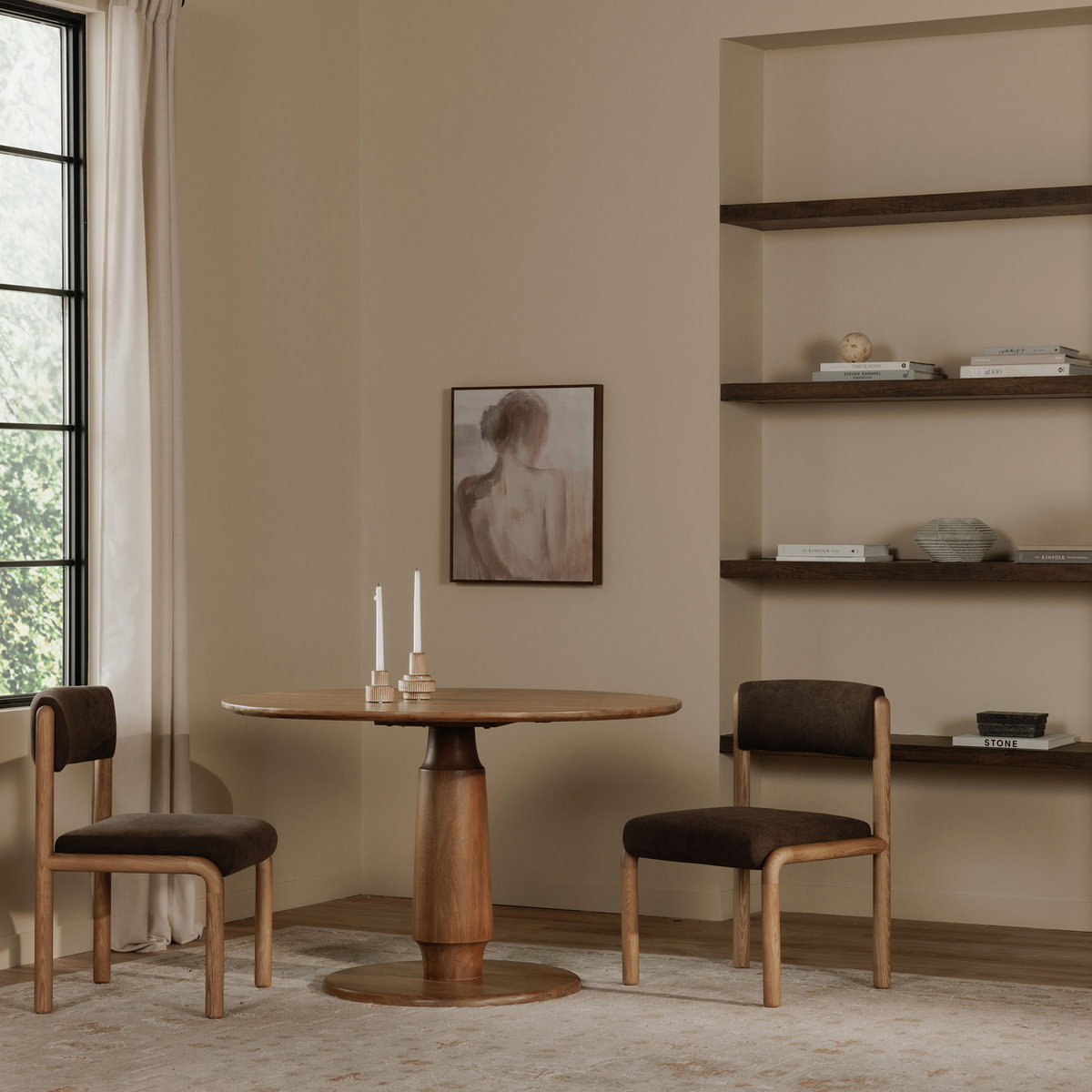 Clark Dining Table Brown, by Moe's Home, 48" width x 30" height x 48" depth View 7