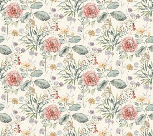 Midsummer Floral Coral Wallpaper