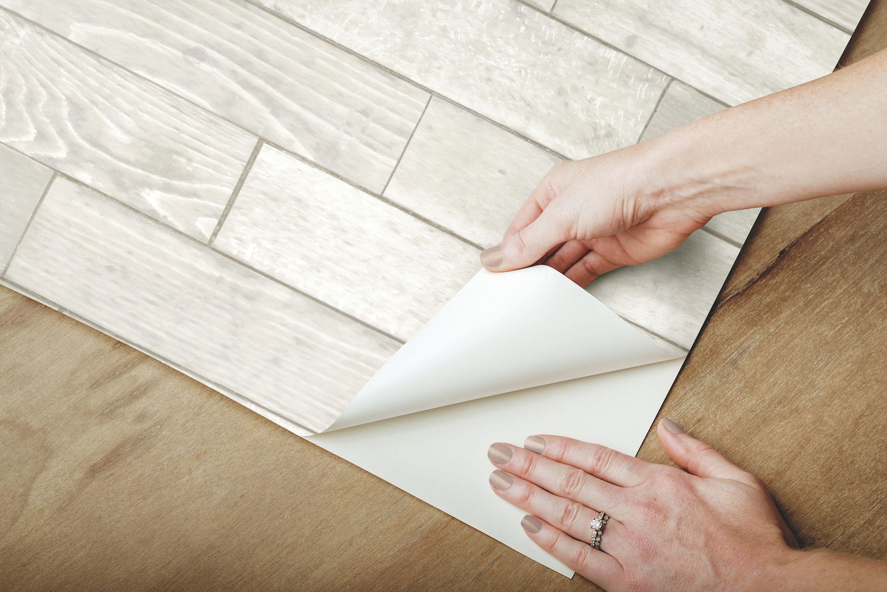 Warehouse Planks White Peel & Stick Wallpaper large image 