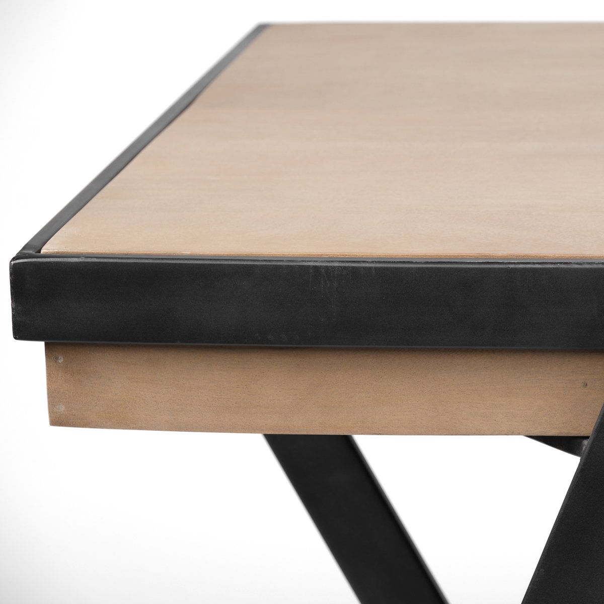 Steinbeck 61L x 28.75W x 30H Light Brown Wooden Iron Frame Office Desk, by Mercana, 61" length x 28.75" width x 30" height View 8