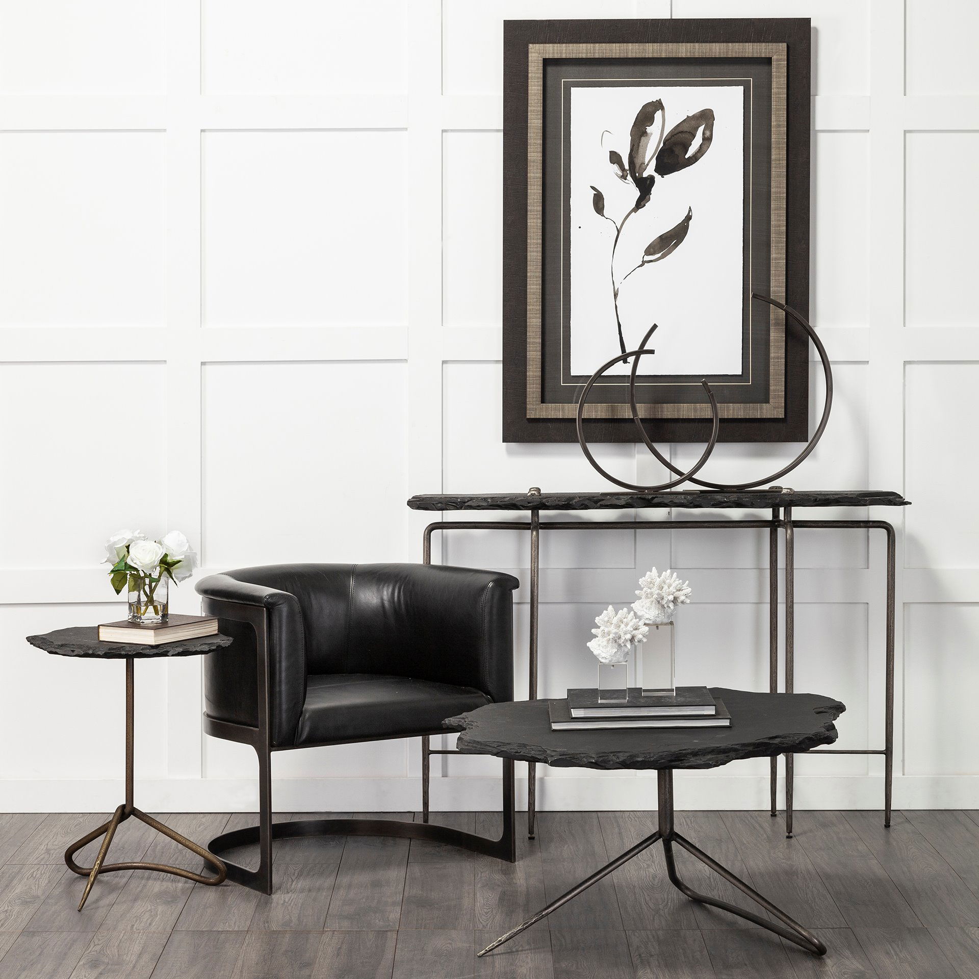 Taj (Large) 21L x 3W Black Broken Halo Decorative Object large image 
