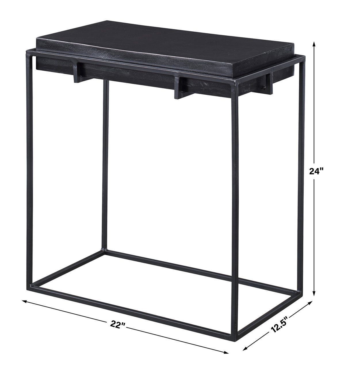 Telone Modern Black Side Table, Furniture by Uttermost, 22" width x 24" height x 12.5" depth View 3
