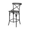 Etienne Low Back 26.25in Seat Counter Stool | Black Wood with Metal, Counter & Bar Stool by Mercana, 20.3" length x 22" width x 41.5" height thumbnail 1