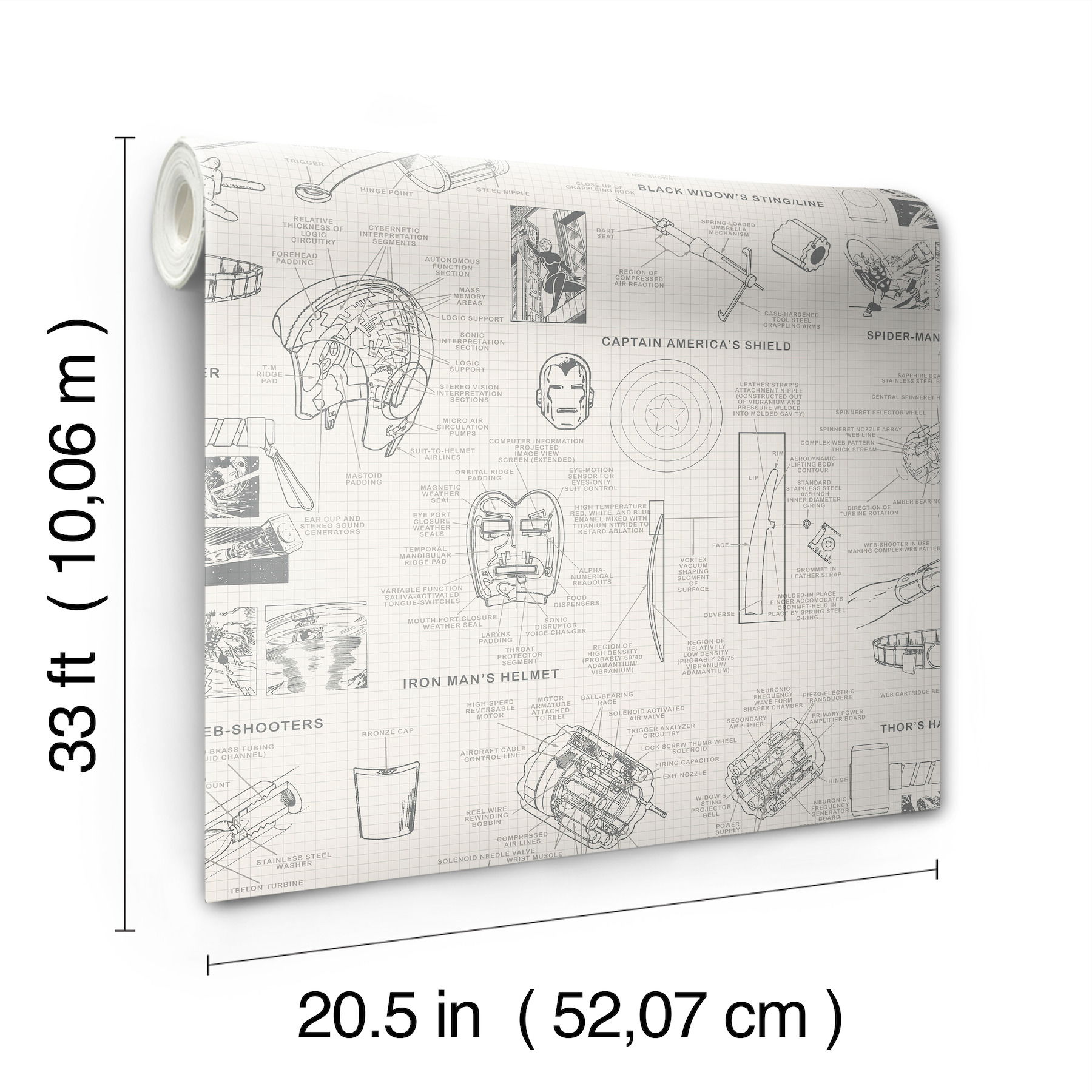 Marvels Heroes Schematics Cream Wallpaper large image 