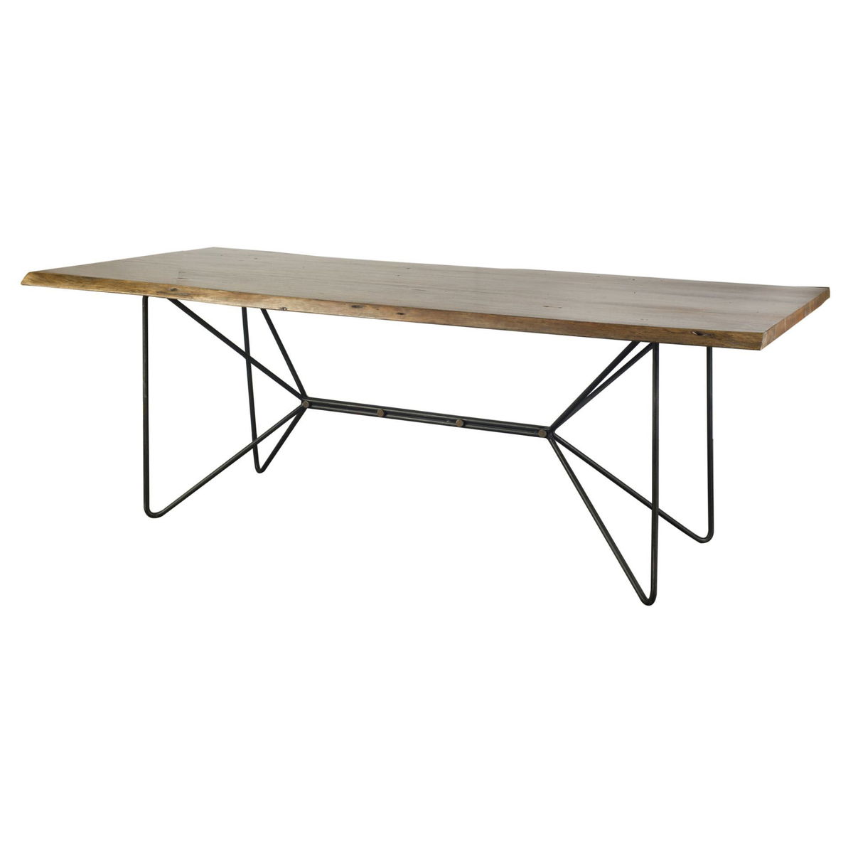 Papillion 84'L x 40'W Rectangular Dining Table | Modern | Natural Wood & Black Metal | Seats 8, by Mercana, 84" length x 40" width x 30" height View 1