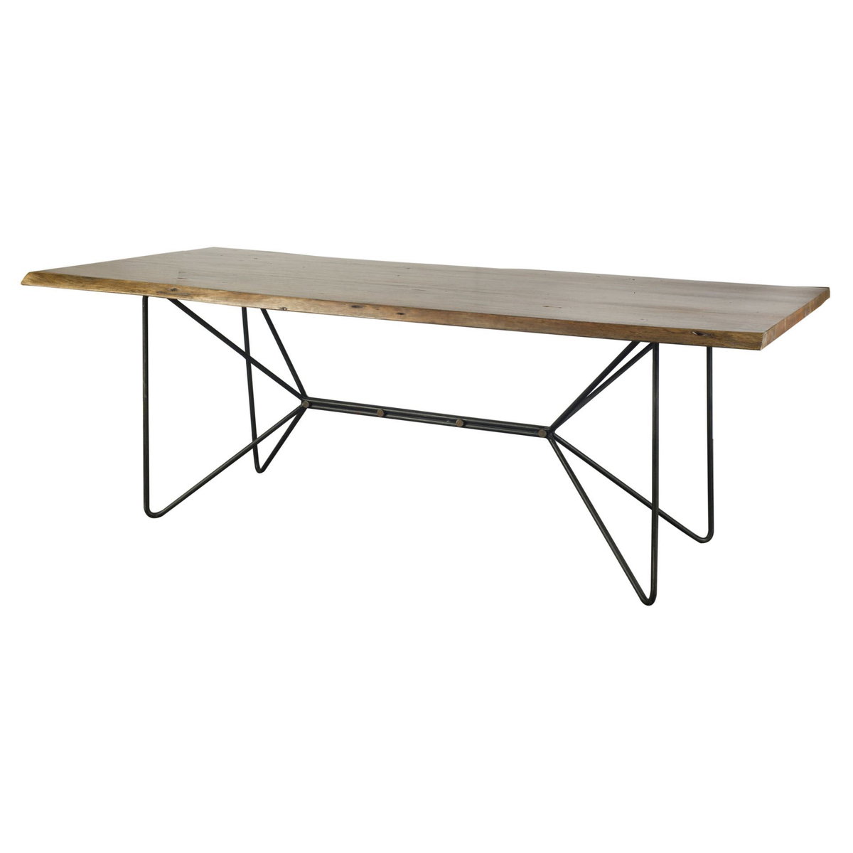 Papillion 84'L x 40'W Rectangular Dining Table | Modern | Natural Wood & Black Metal | Seats 8, by Mercana, 84" length x 40" width x 30" height View 1