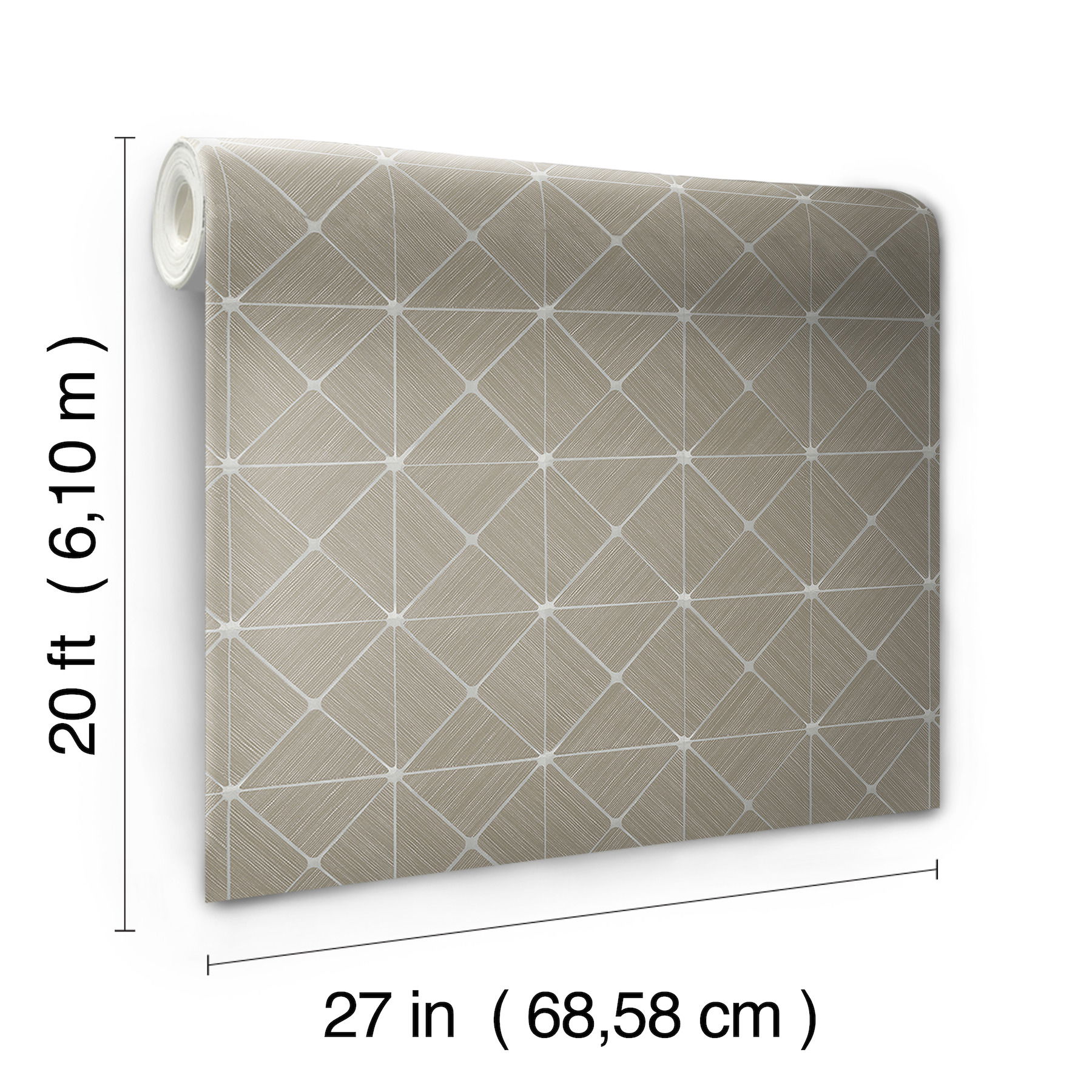 Double Diamonds Taupe Peel & Stick Wallpaper large image 