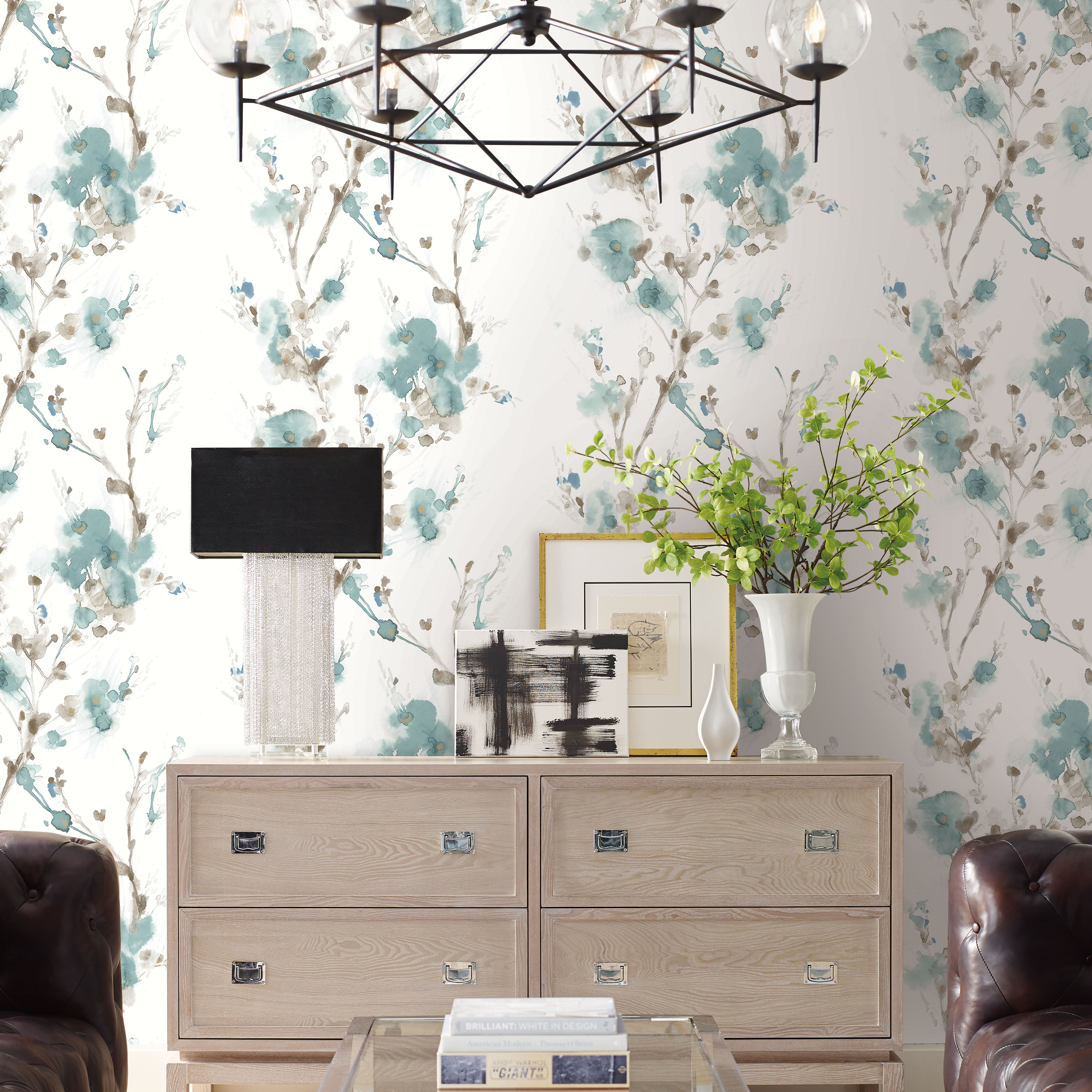 Charm Teal Peel & Stick Wallpaper large image 