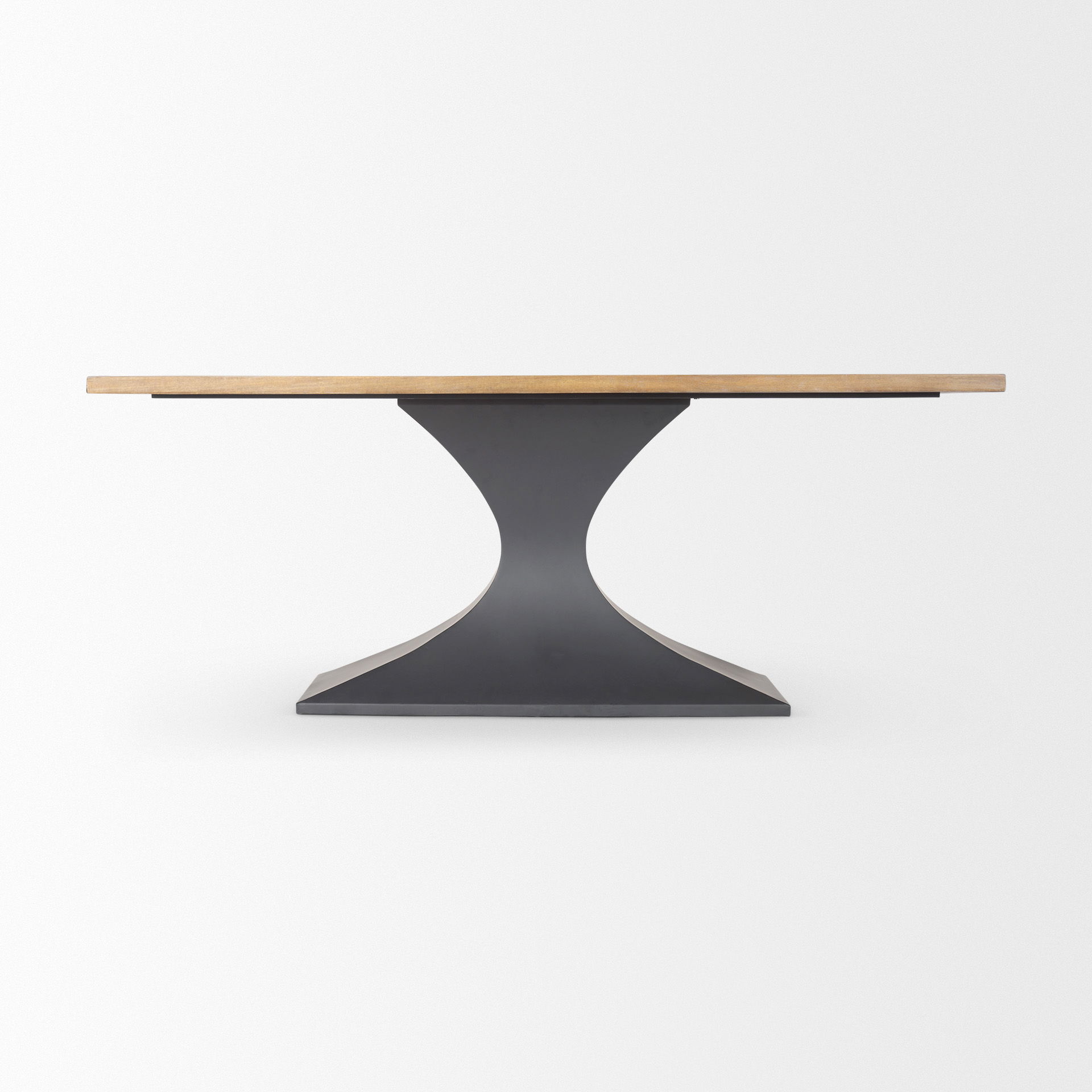 Maxton Light Brown Wood with Dark Gunmetal Iron Metal Dining Table large image 