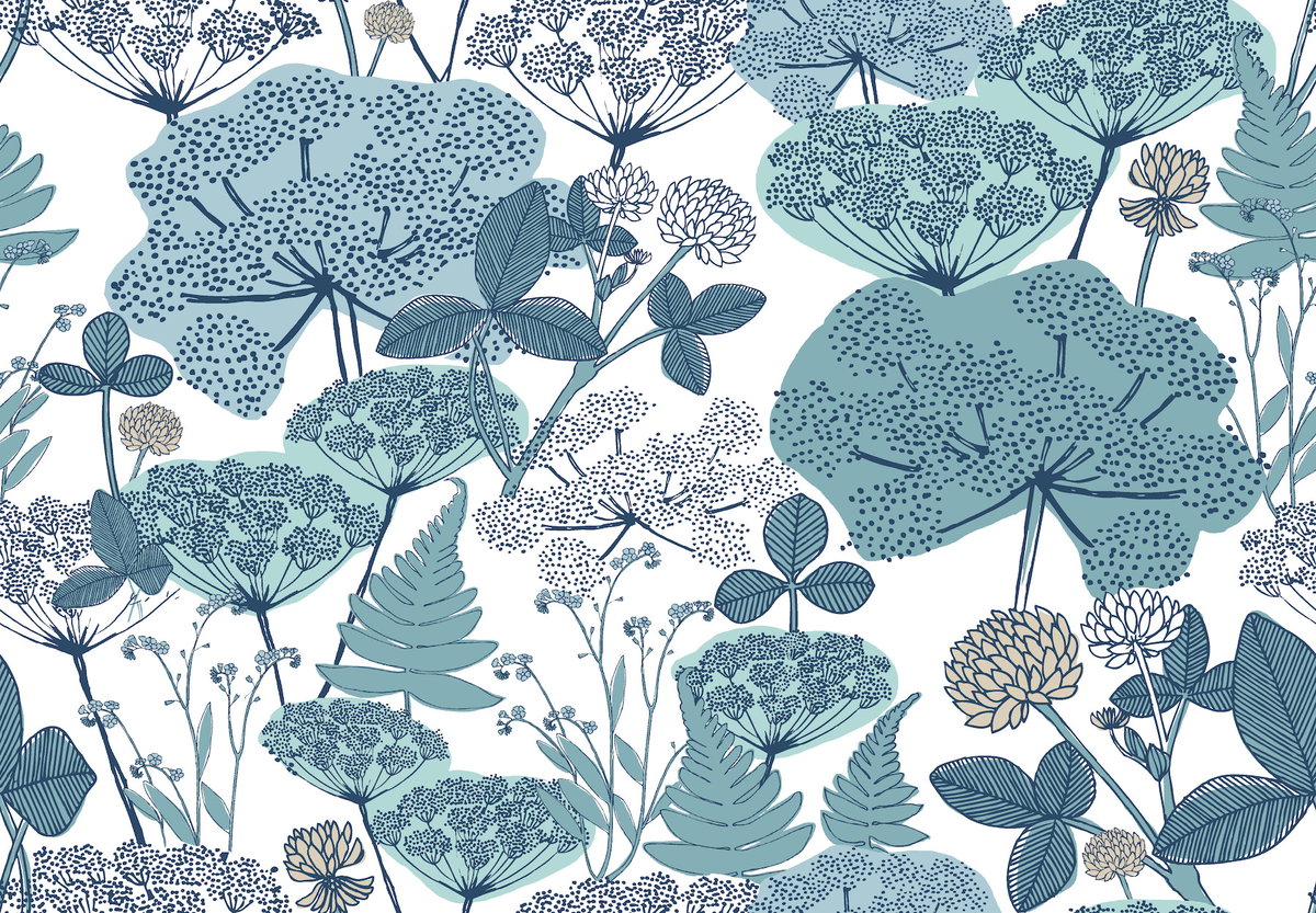 Niittypolku Blue Peel & Stick Wallpaper, by York Wall, 18'10.8" length x 1'6" width x 0.02" depth