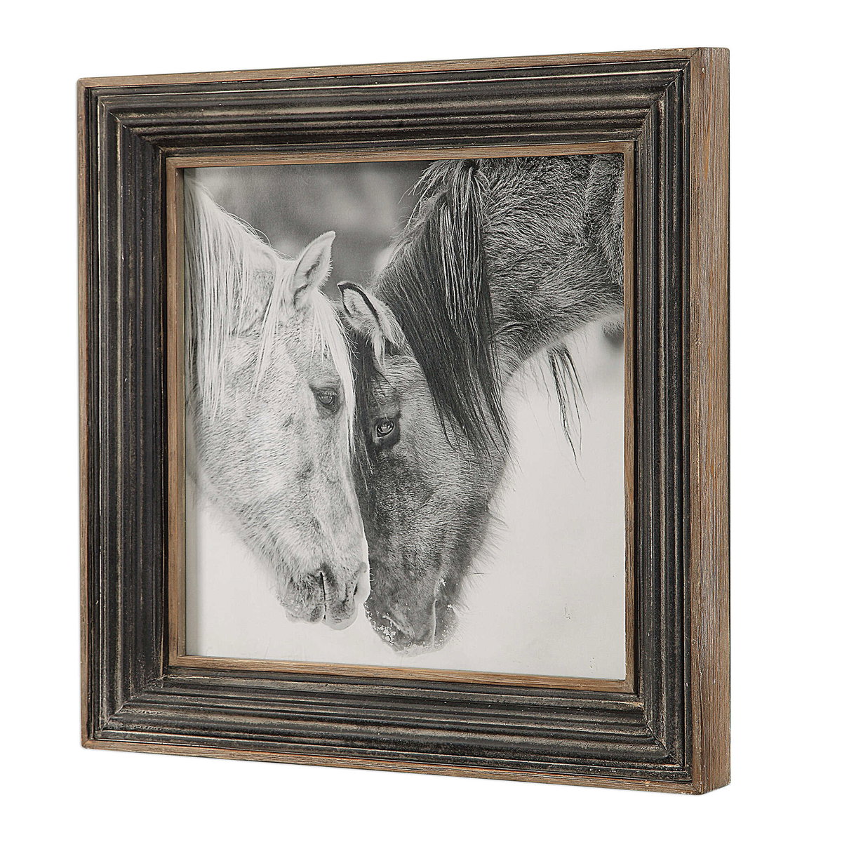 Custom Black And White Horses Print, by Uttermost, 2'7.5" width x 2'7.5" height x 2.75" depth View 4