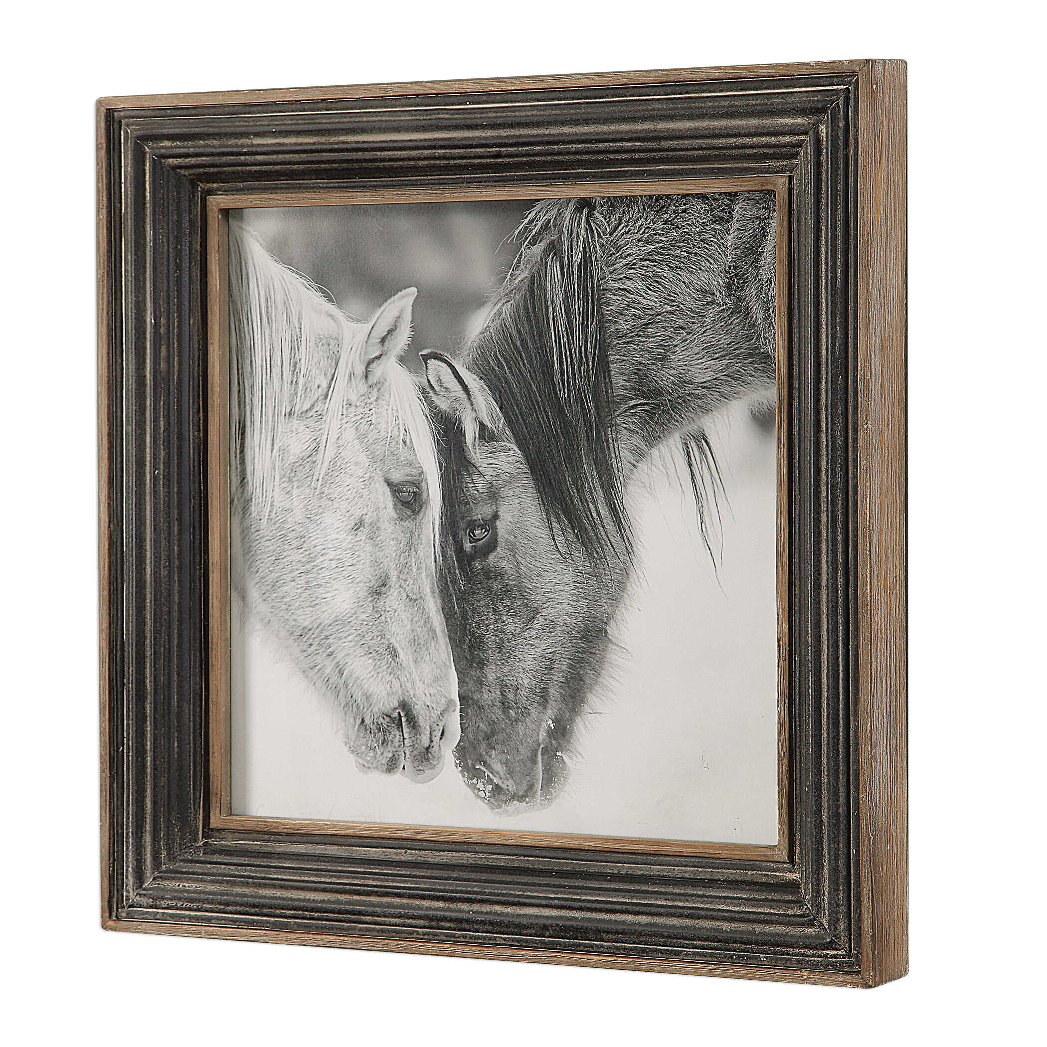 Custom Black And White Horses Print large image 
