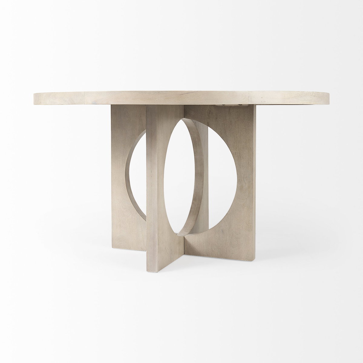 Liesl 54' Round Barely Gray Finished Wood with Circular Top Dining Table, by Mercana, 54" length x 54" width x 30" height View 6