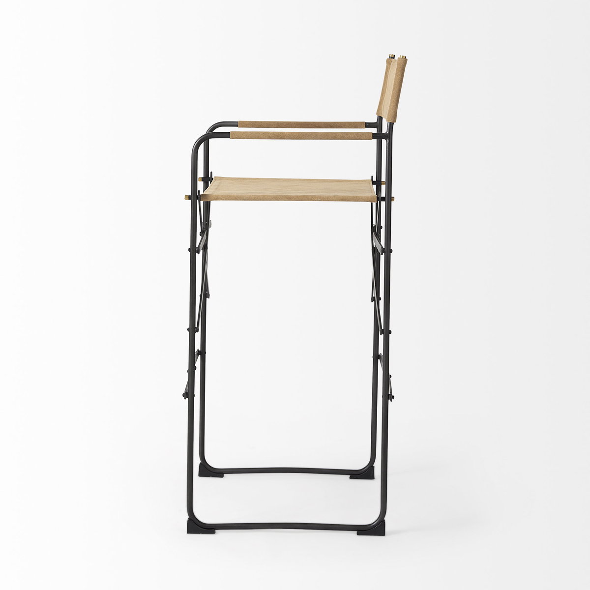 Direttore Backless 44.1in Seat Bar Stool | Brown Leather with Black Iron, Counter & Bar Stool by Mercana, 19.29" length x 20" width x 44.1" height View 4