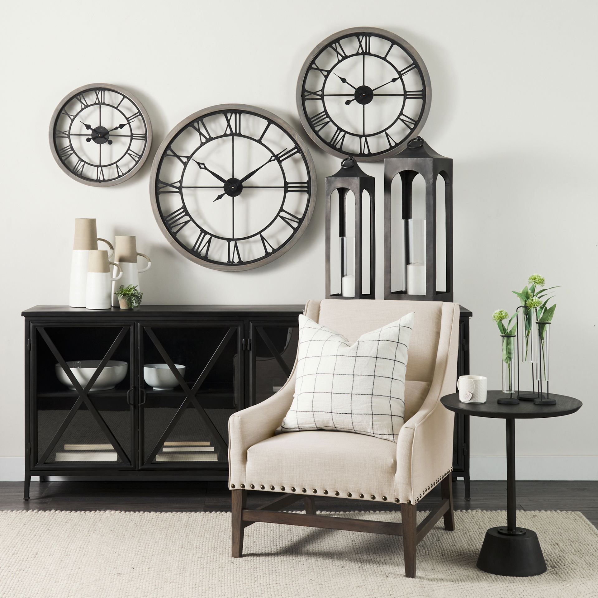 Kensington Cream Linen Fabric and Wood Accent Chair, by Mercana, 28.25" length x 29.5" width x 35.75" height View 2