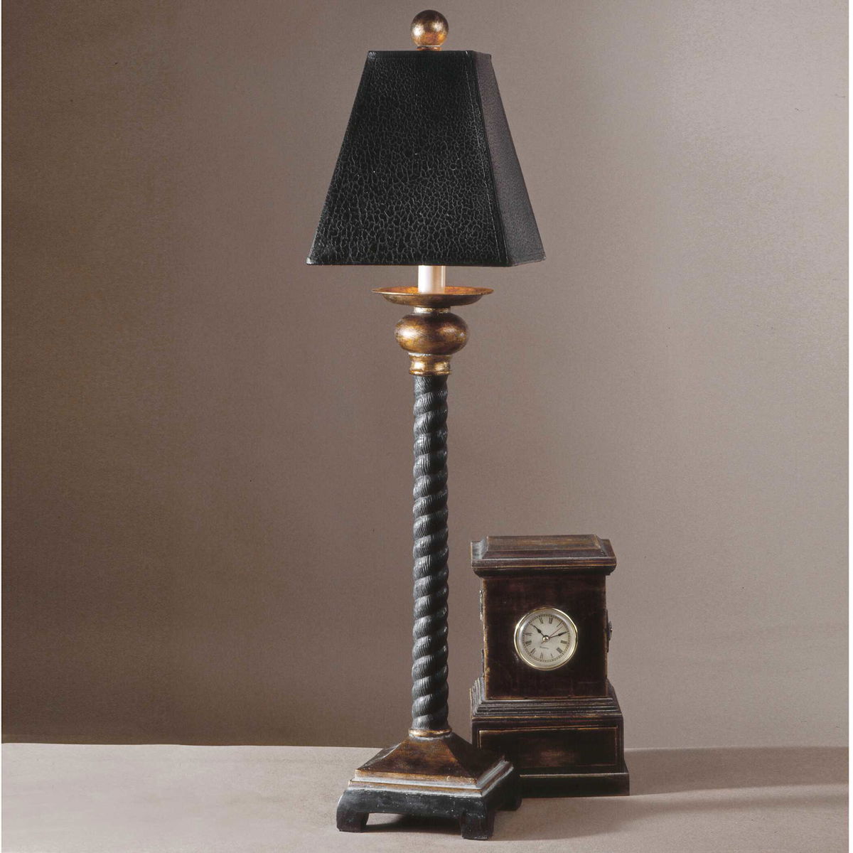 Bellcord Black Buffet Lamp, Table Lamp by Uttermost, 7.5" width x 31.25" height x 7.5" depth View 2