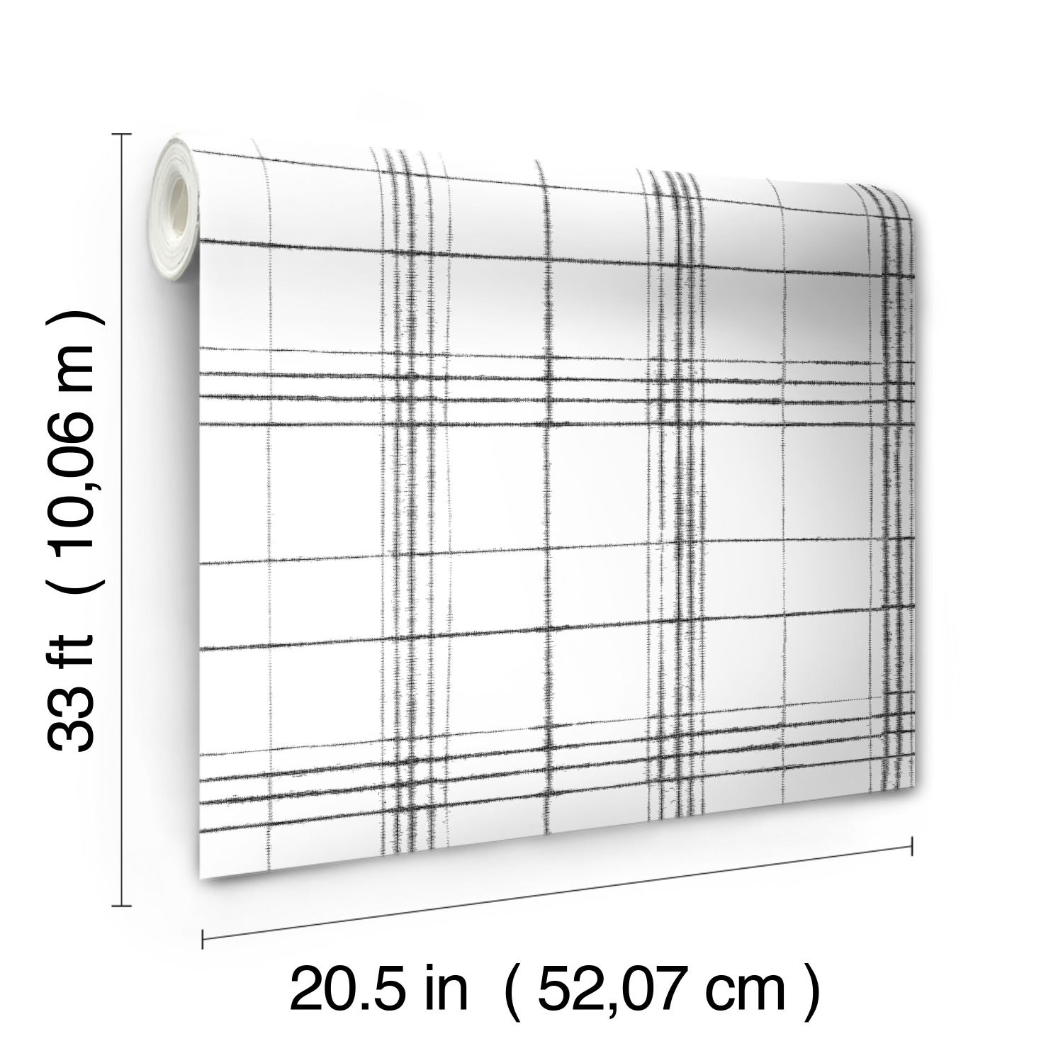 Farmhouse Plaid Black & White Wallpaper large image 