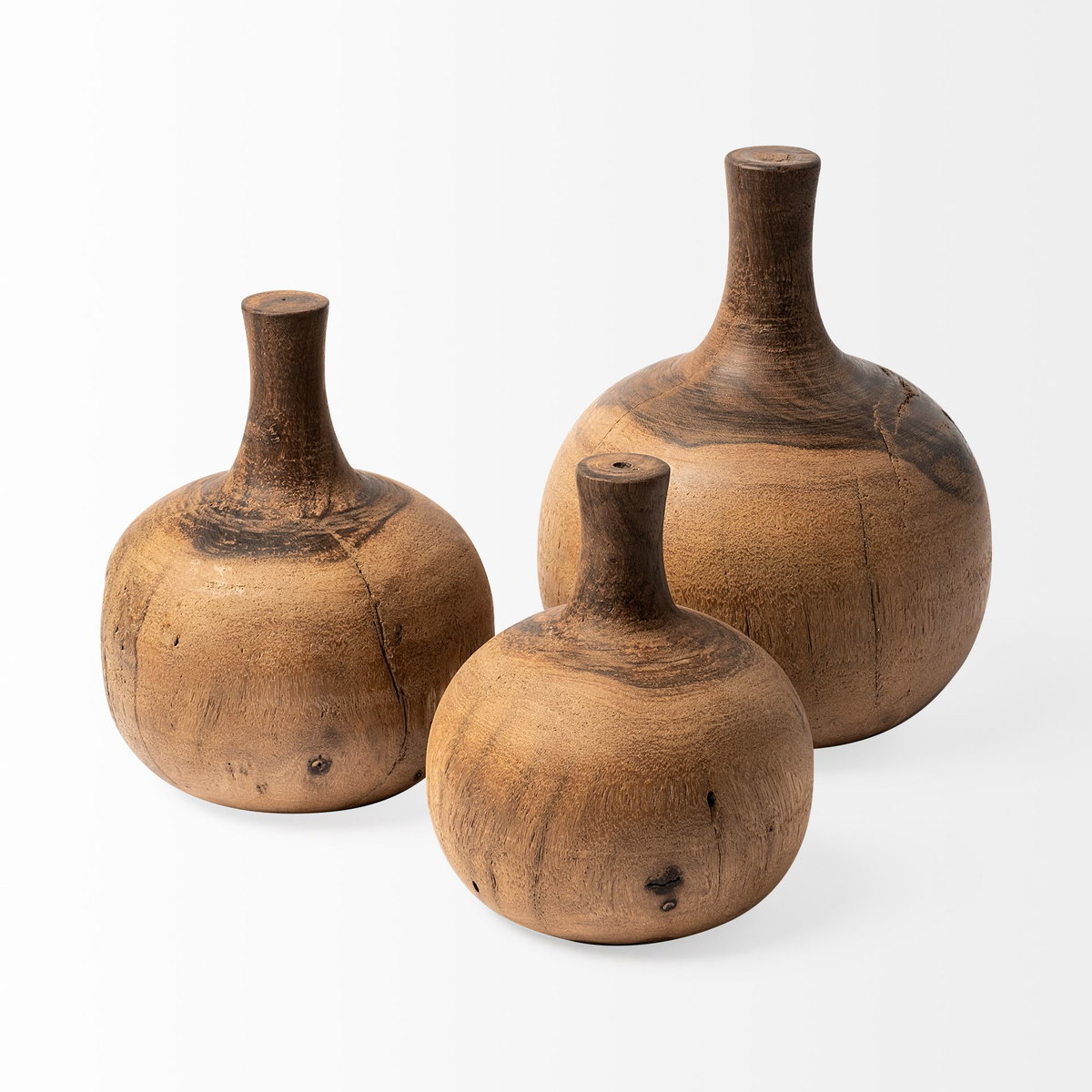 Afra Large Solid Wood Vase Shaped Decorative Object, by Mercana, 7.5" length x 7.5" width x 10.5" height View 4