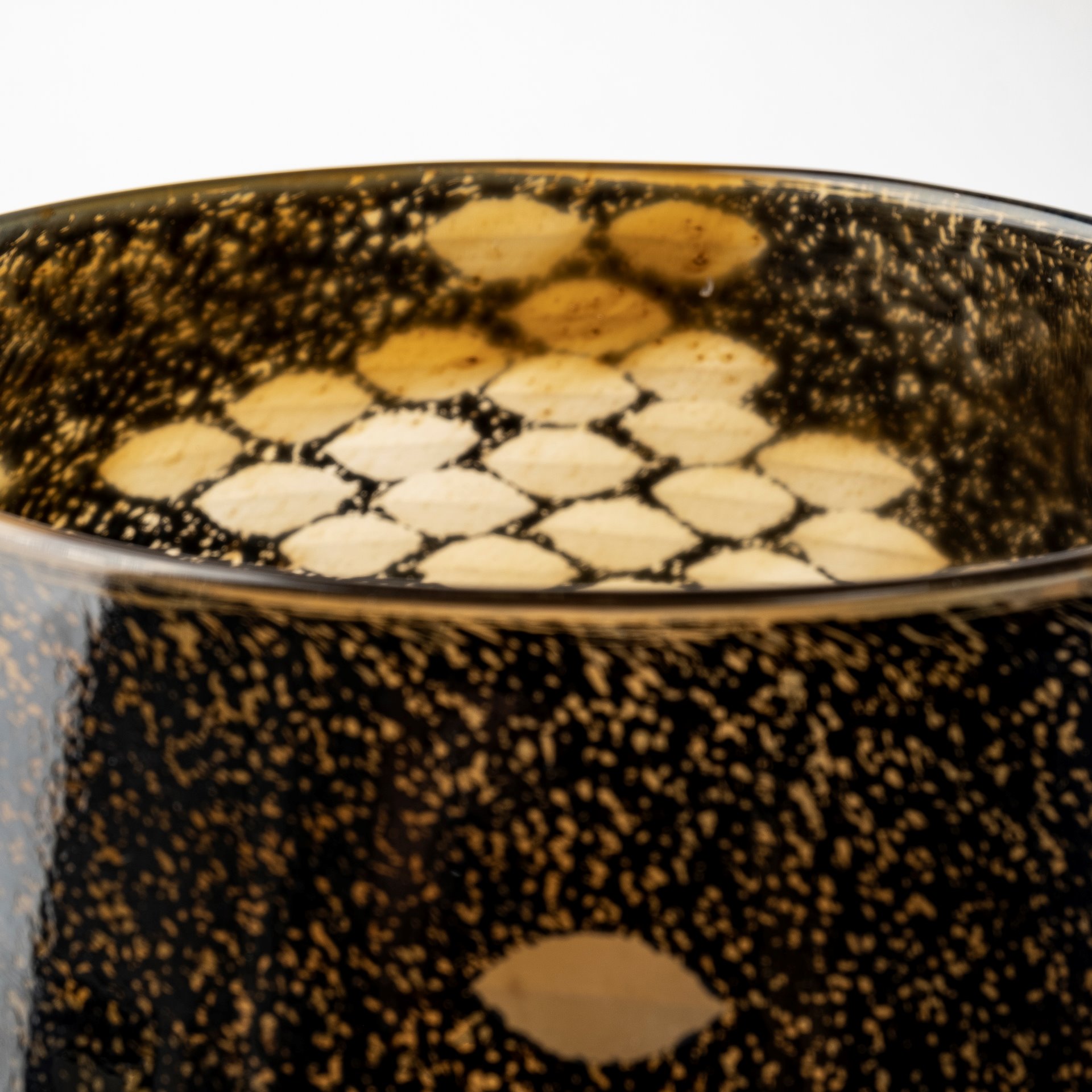 Mojave Small Black and Gold Detail Glass Vase, by Mercana, 7.87" length x 7.87" width x 6.3" height View 8