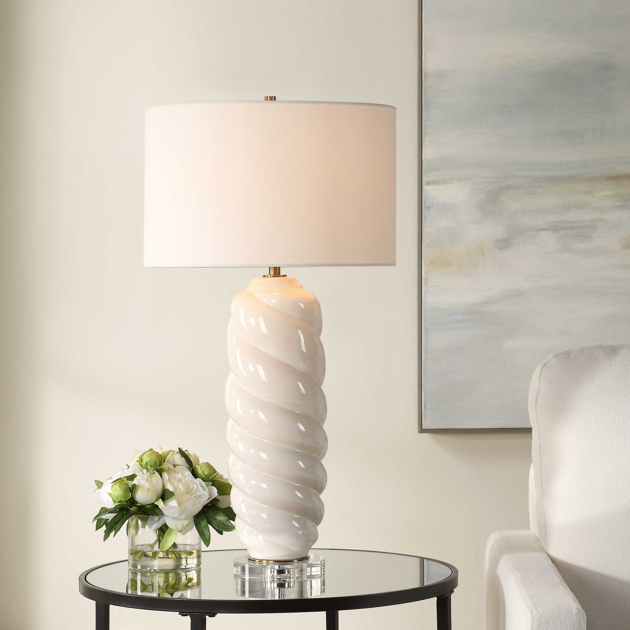 Anneli White Swirl Table Lamp large image 