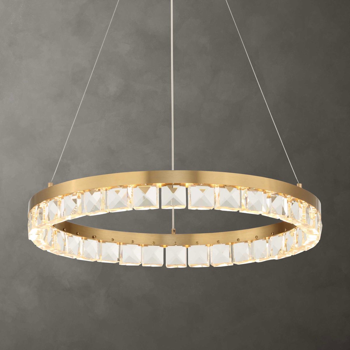 Segovia Round Crystal LED Chandelier, Ceiling Light by Uttermost, 3.75" height x 28" diameter View 2
