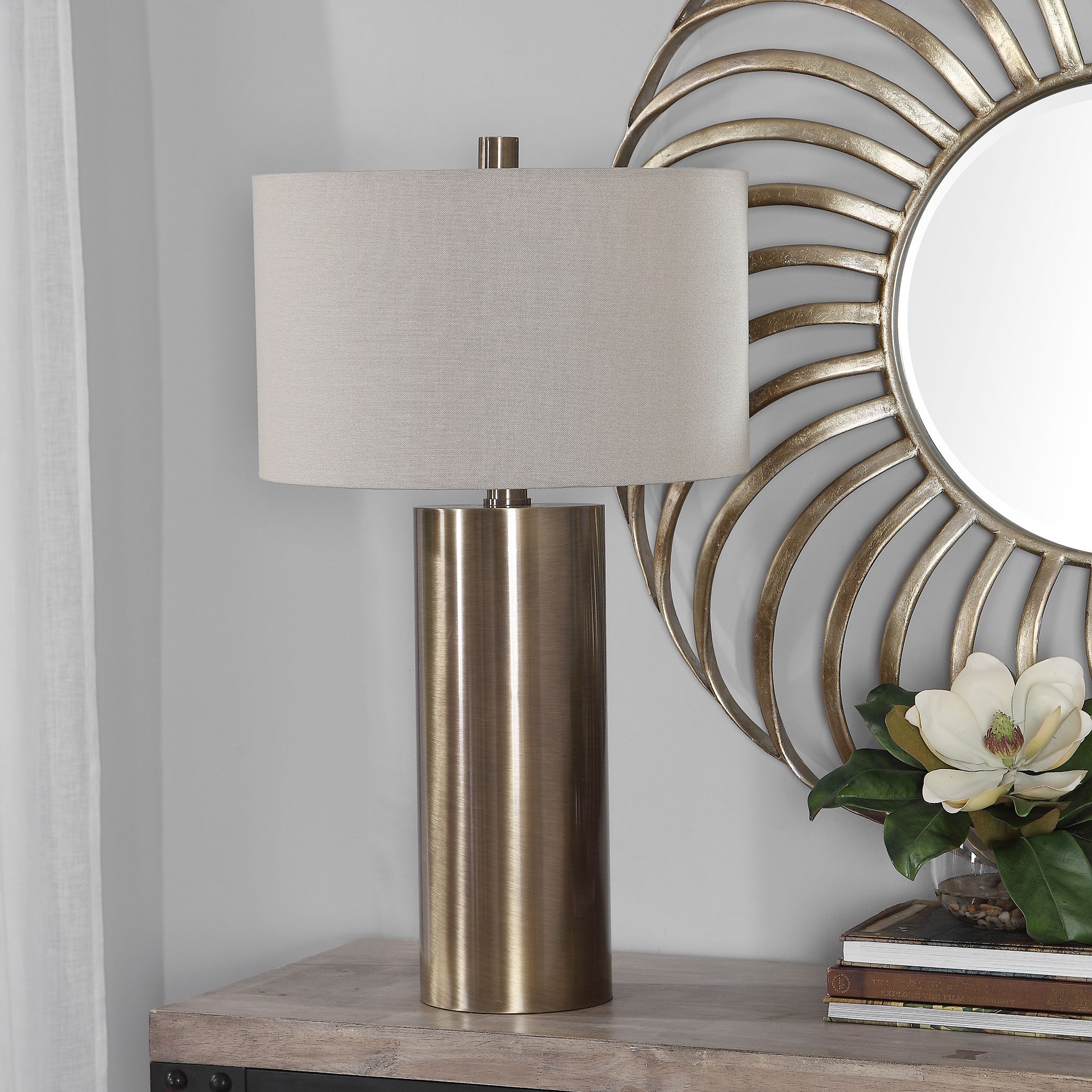 Taria Brushed Brass Table Lamp large image 