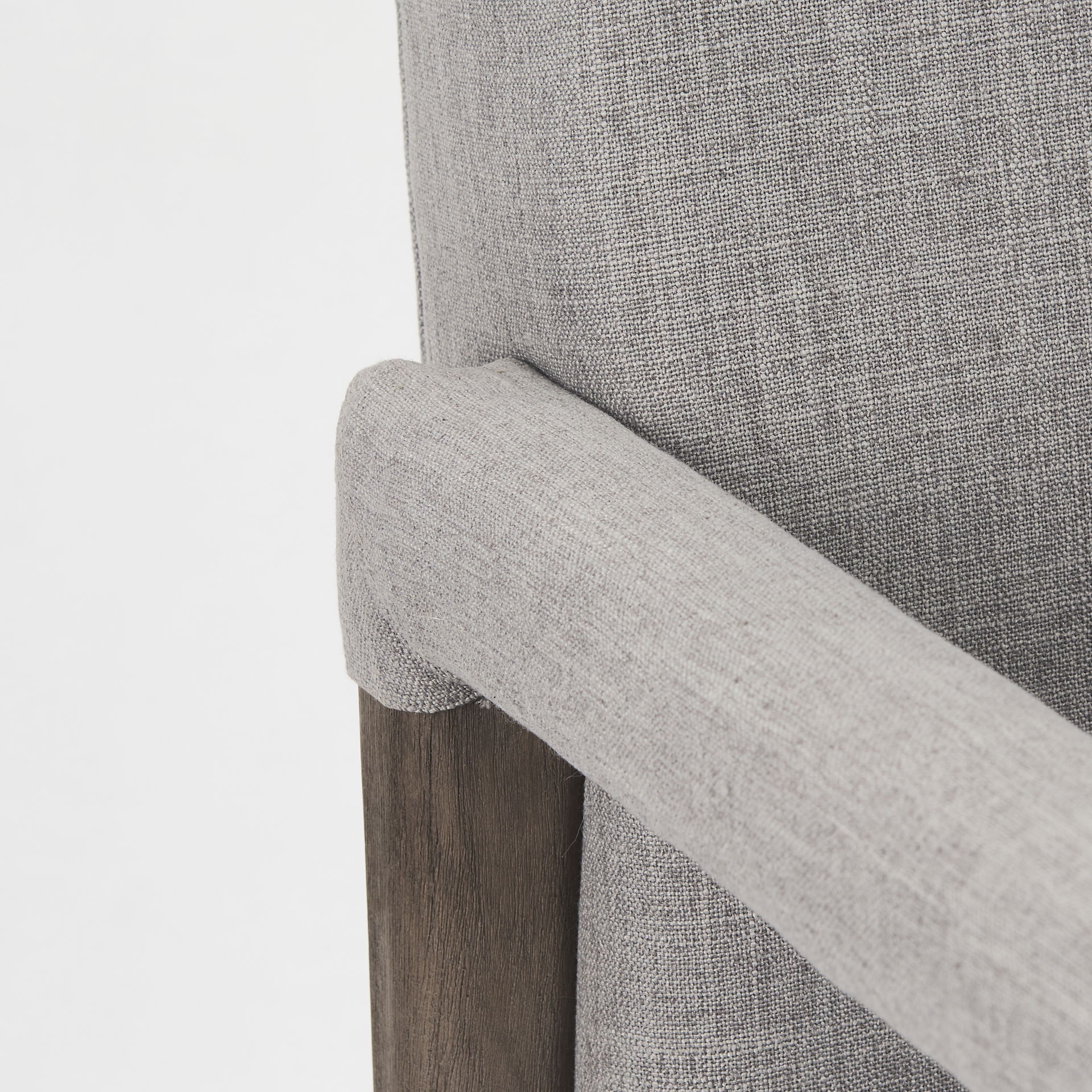 Palisades Grey Fabric Wrap Brown Wooden Frame Dining Chair, by Mercana, 23.75" length x 28" width x 36" height View 12