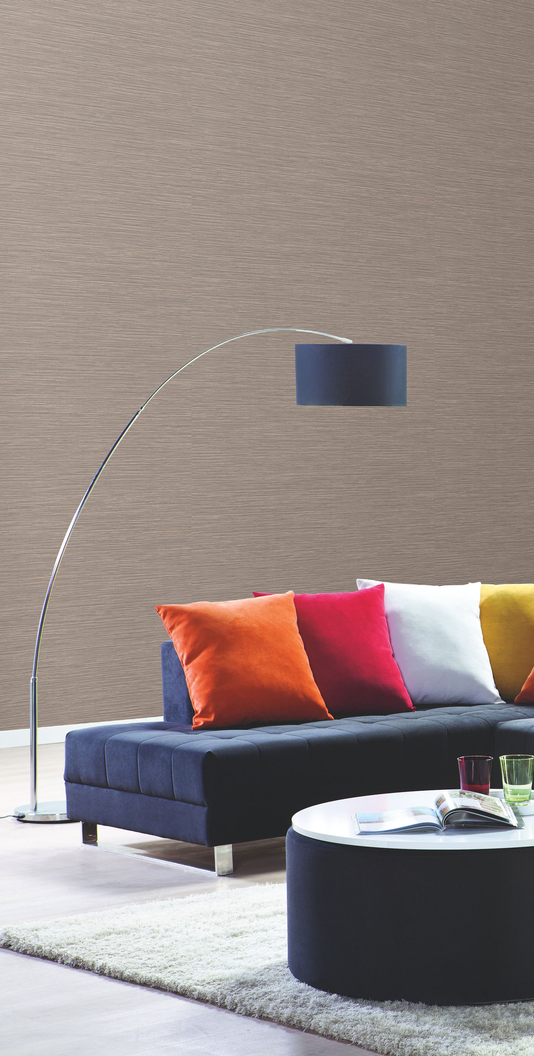 Ramie Weave Dark Grey Wallpaper large image 