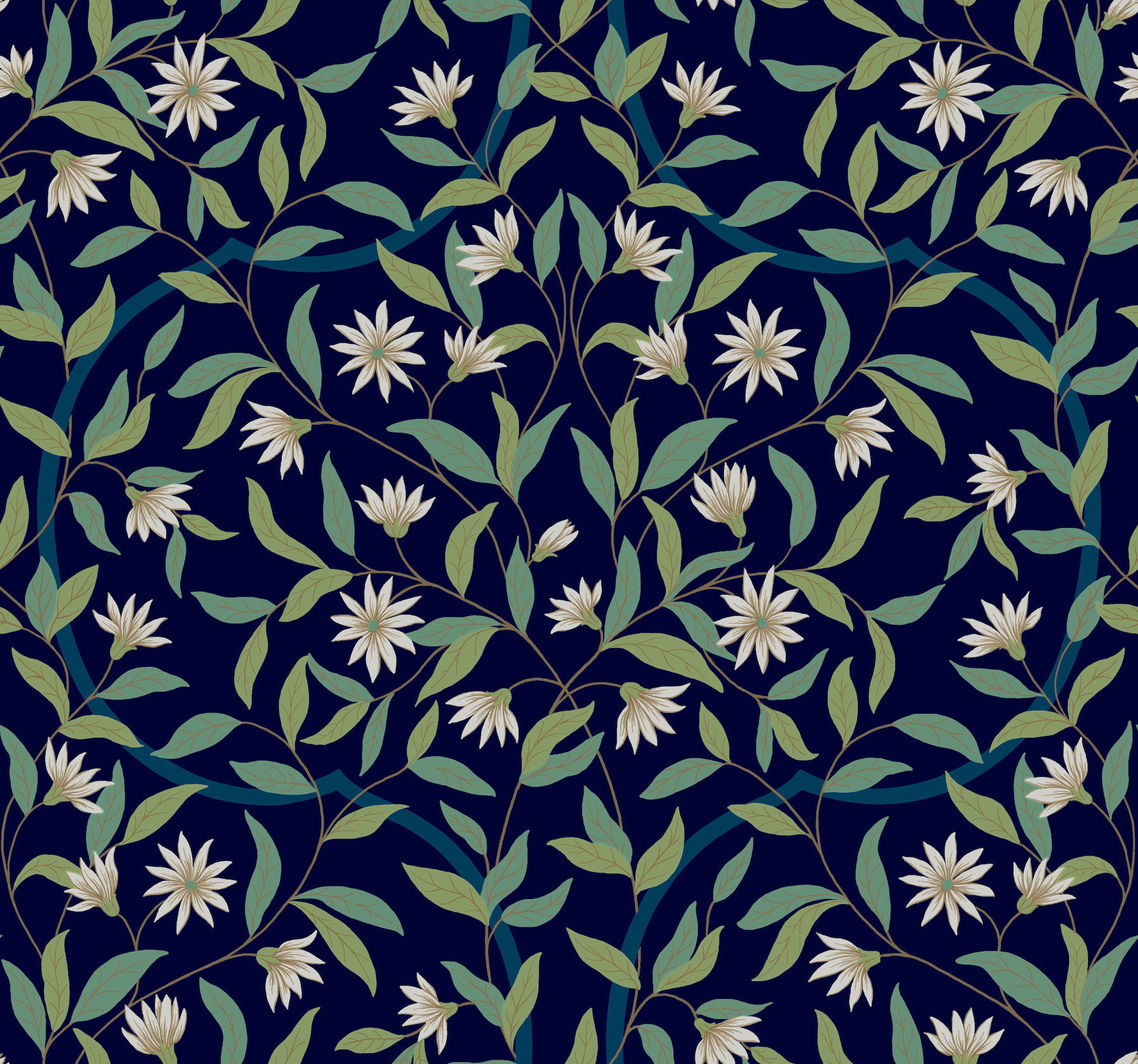 Jasmine Blue Metallic Wallpaper large image 