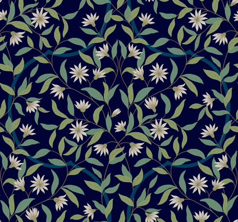 Jasmine Blue Metallic Wallpaper