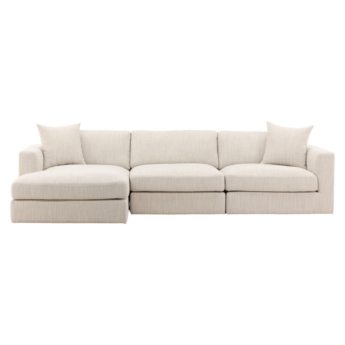 Erica Chaise Sectional Taupe, Sectional Sofa by Dovetail, 116.5" width x 24" height x 63.5" depth