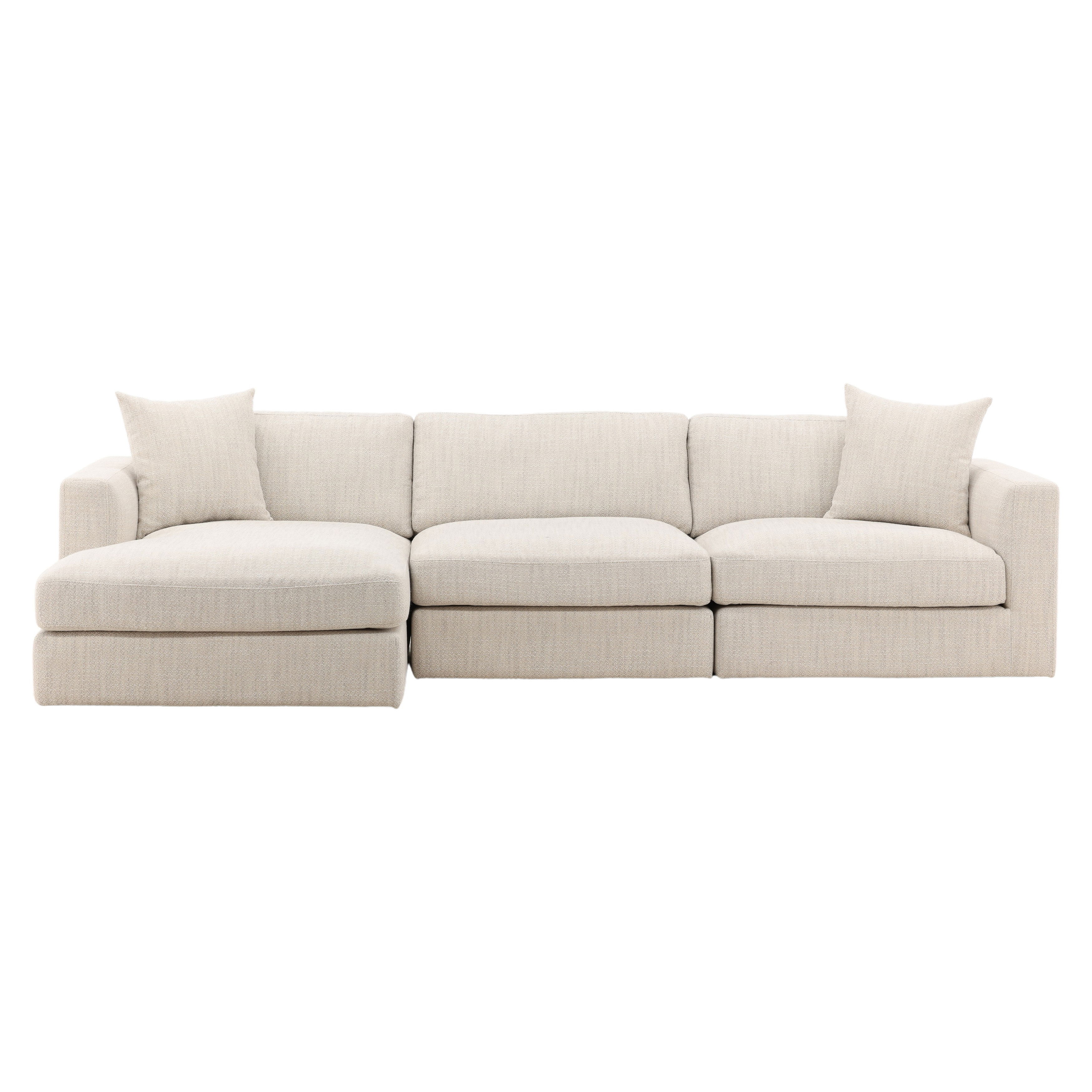 Erica Chaise Sectional Taupe, Sectional Sofa by Dovetail, 116.75" width x 24.5" height x 63.75" depth