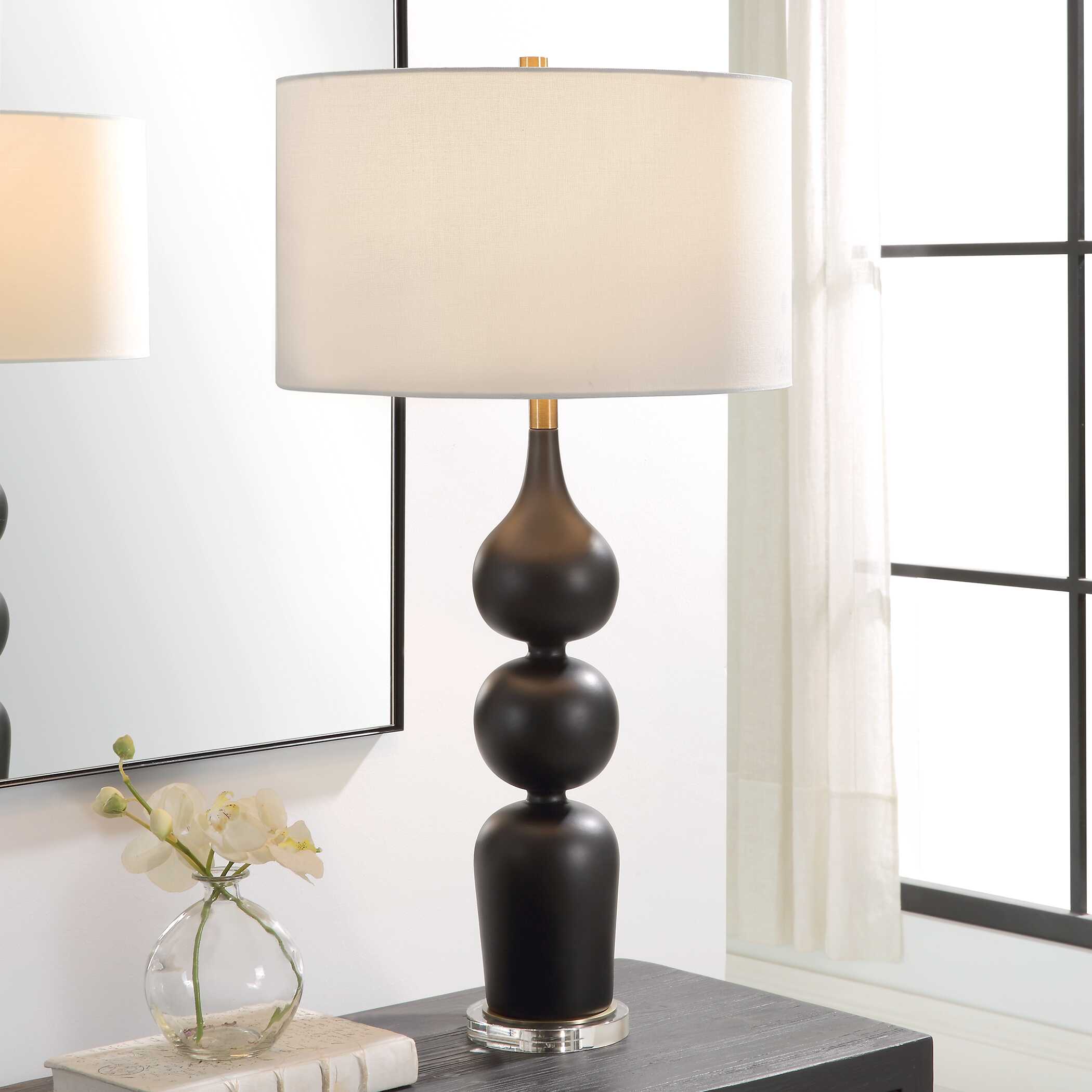 Caviar Black Table Lamp, by Uttermost, 17" width x 32.75" height x 17" depth View 2