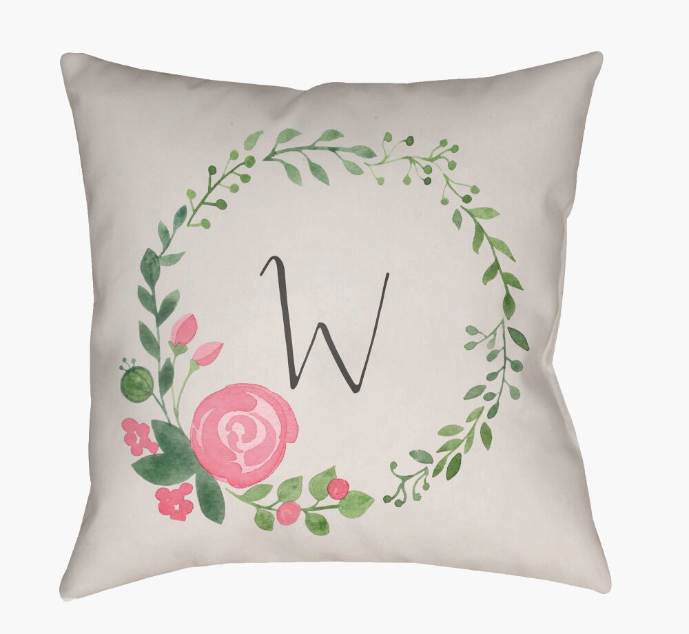 Initials II Accent Pillow, Decorative Pillow by Surya, 18" length x 18" width