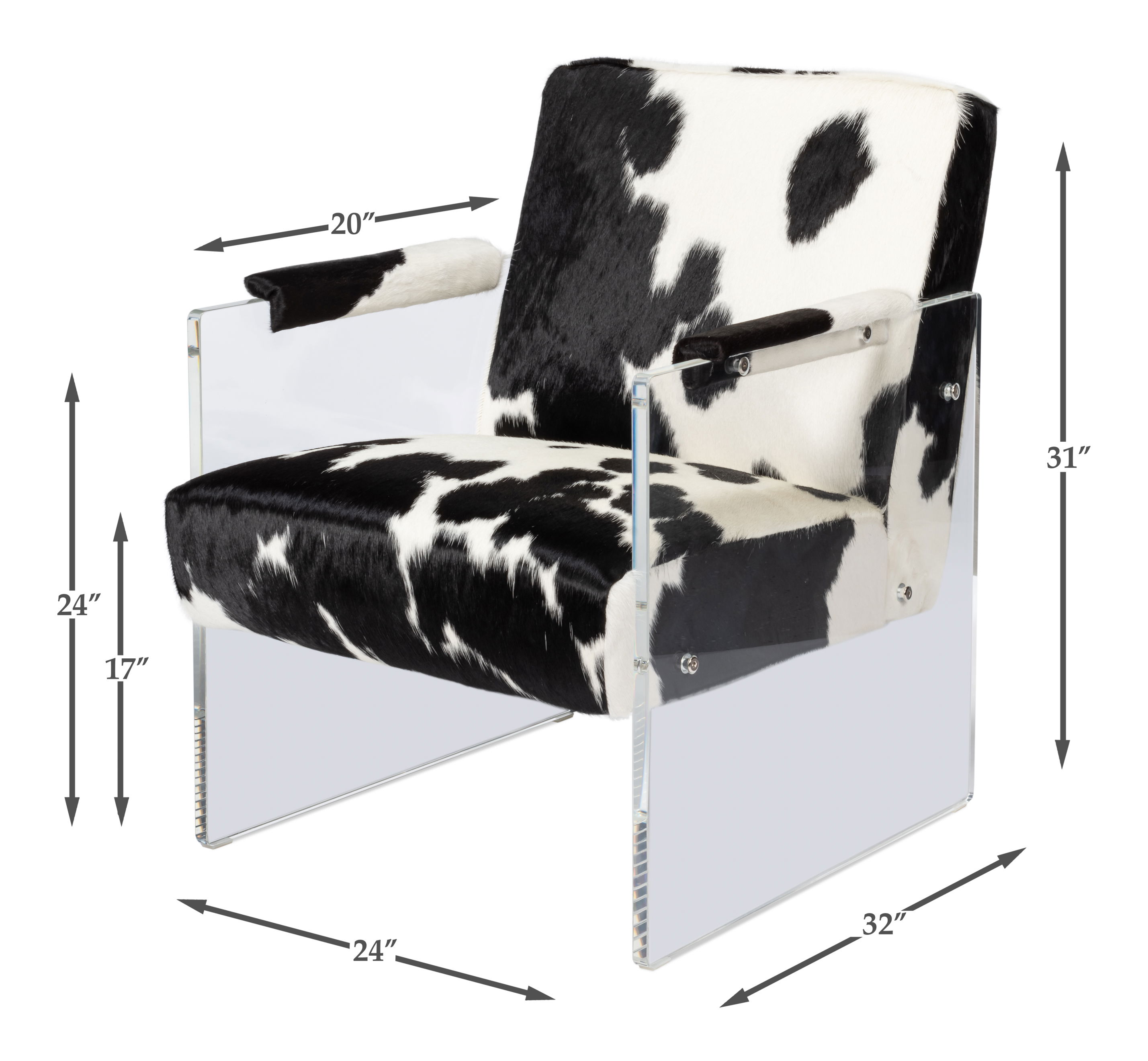 Holloway Armchair, Black & White, Seating by Sarreid, 24" length x 32" width x 31" height View 15