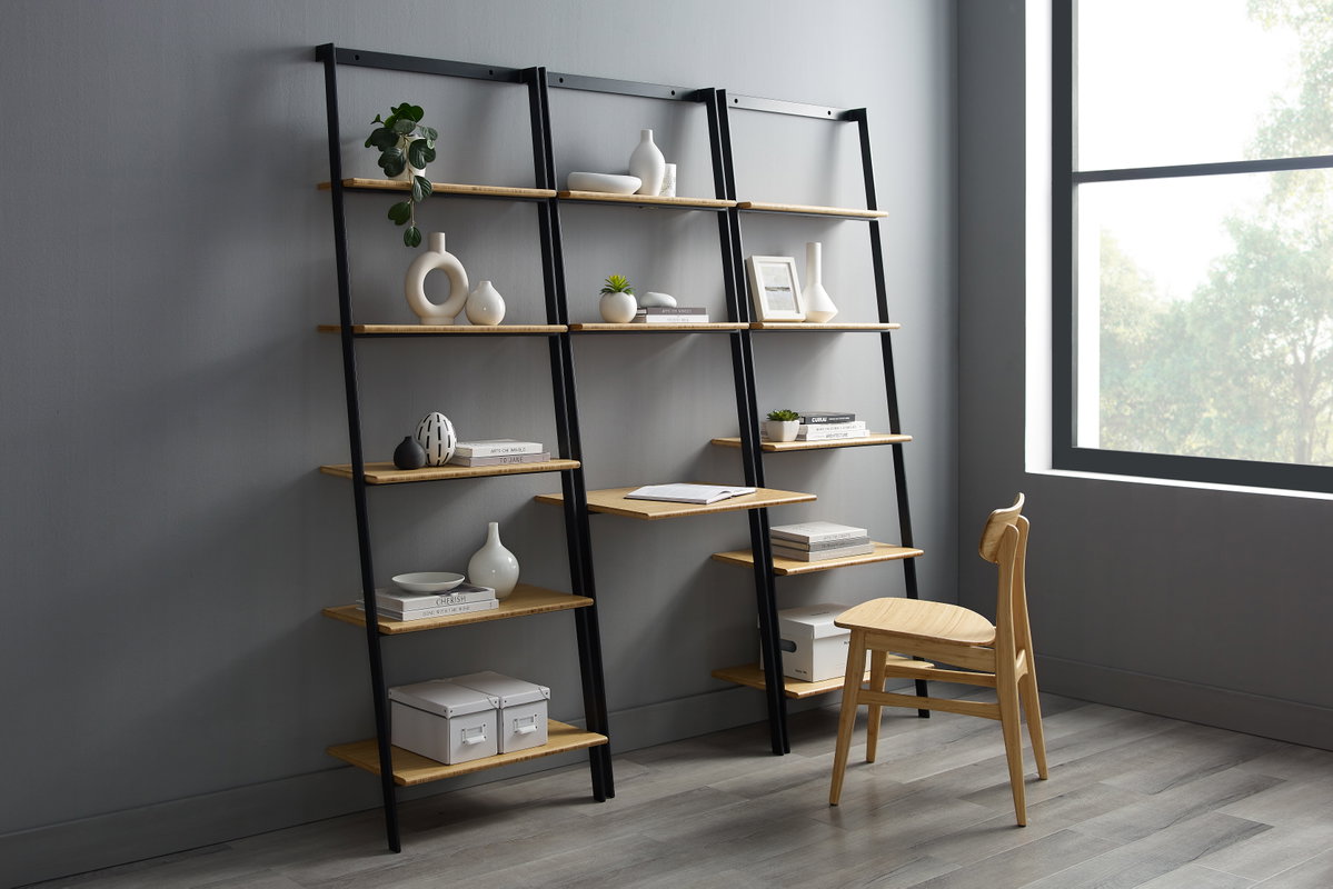 Santa Cruz Leaning Desk, Wheat, Shelving & Bookcase by Greenington, 25.2" length x 19" width x 76" height View 5