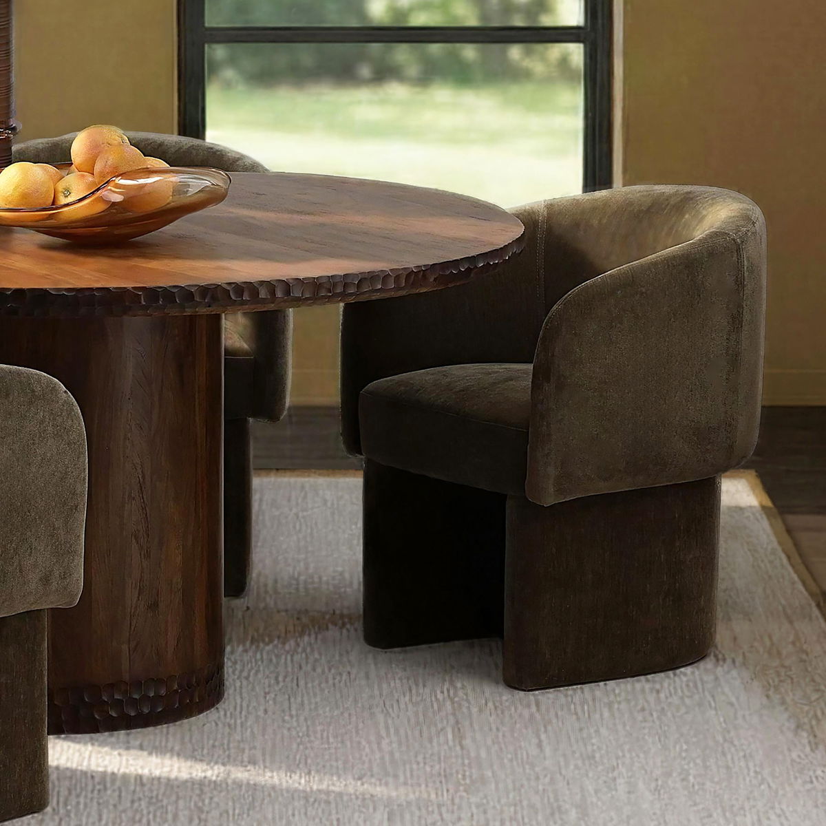 Ynes Dining Chair Olive, by Dovetail, 25.4" width x 30" height x 24.6" depth View 7