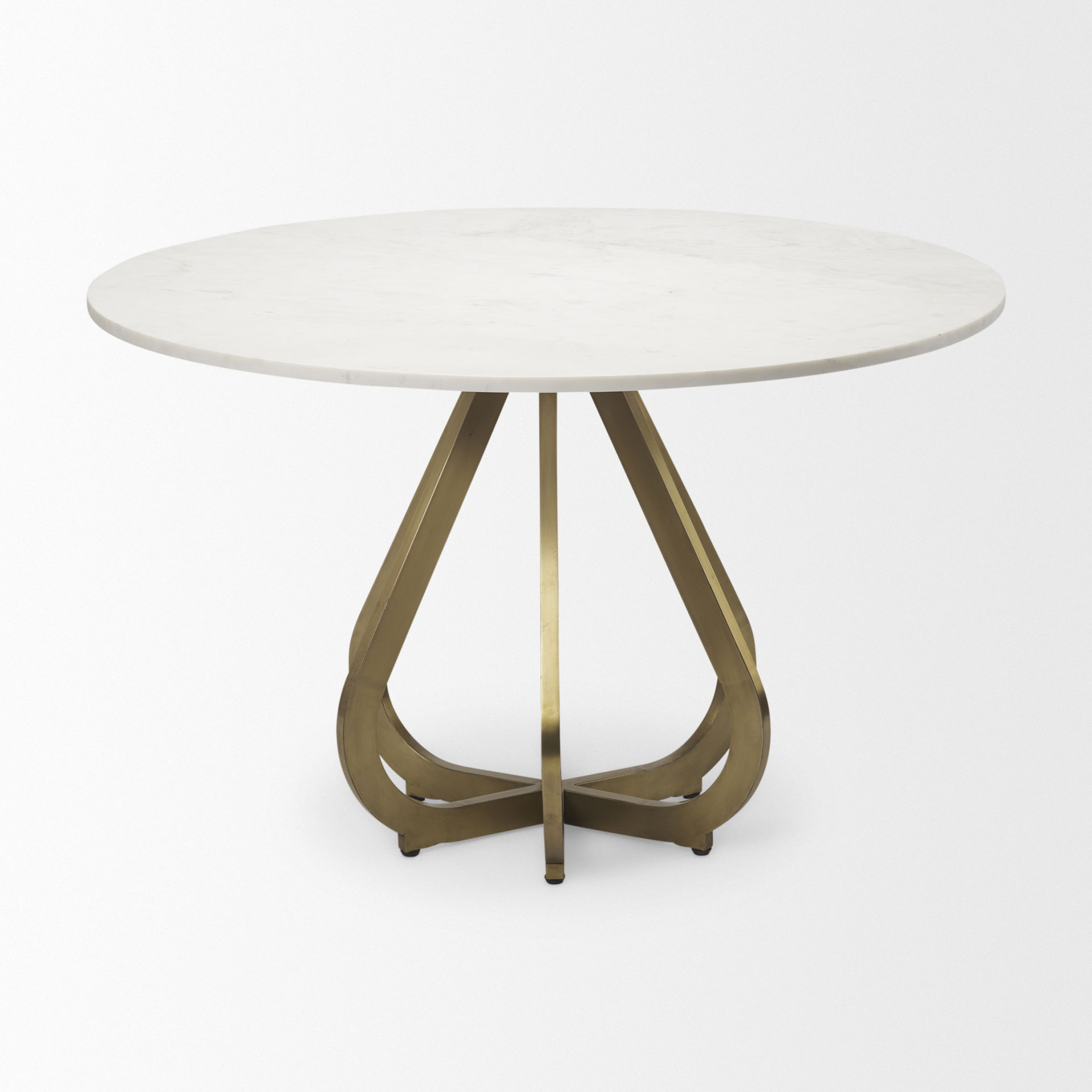 Laurent 48' Marble Top Gold Metal Base Dining Table large image 