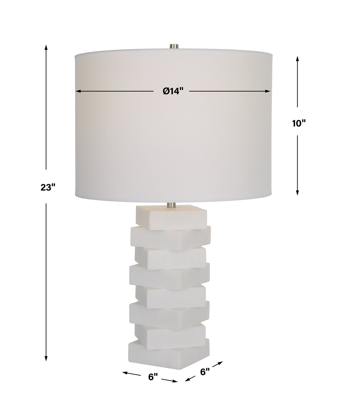 Ascent White Geometric Table Lamp, by Uttermost, 1'2" width x 1'11" height x 1'2" depth View 3