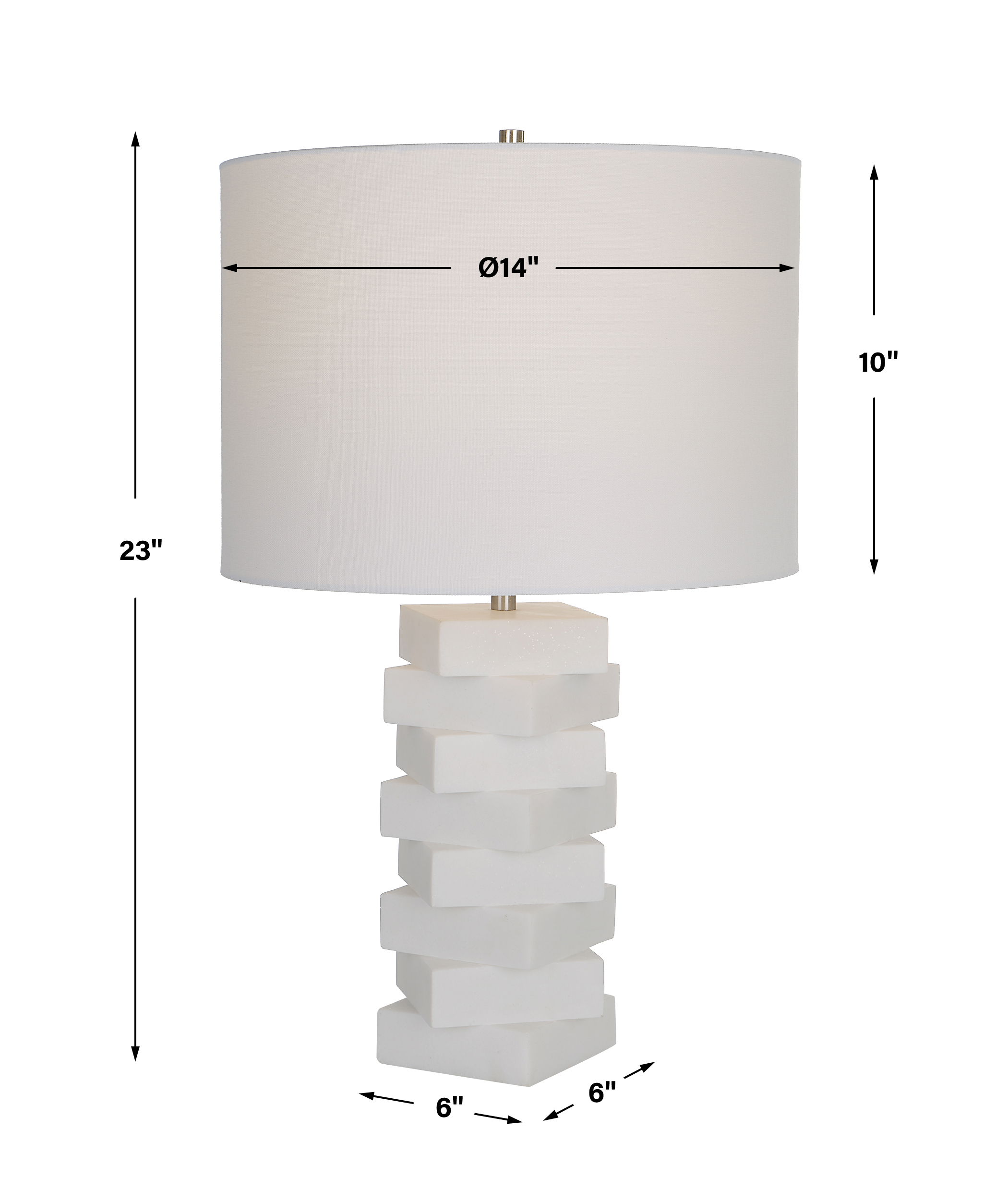 Ascent White Geometric Table Lamp, by Uttermost, 14" width x 23" height x 14" depth View 3