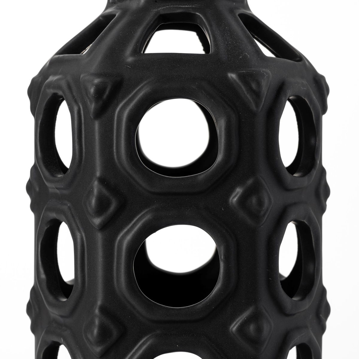Brunel Large Black Drum-Shaped Ceramic Vase, by Mercana, 3.94" length x 3.94" width x 12.01" height View 8